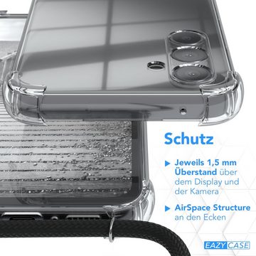 EAZY CASE Handykette Clips Schwarz für Samsung Galaxy A54 6,4 Zoll, Slimcover mit Umhängeband Case Handytasche Clear Backcover Schwarz