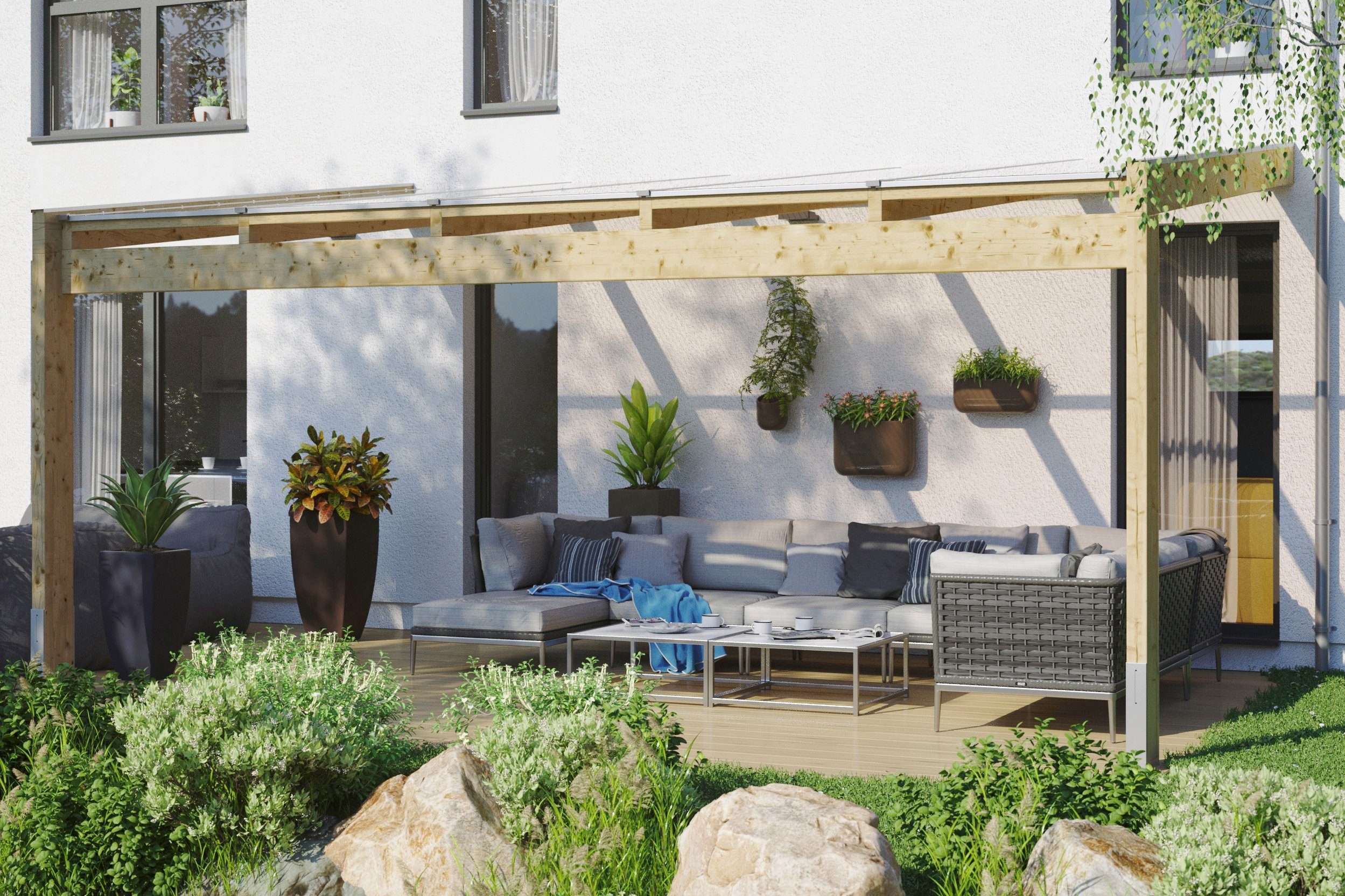 Skanholz Terrassendach Novara, BxT: 557x309 cm, Bedachung Doppelstegplatten, BxT: 557x309 cm