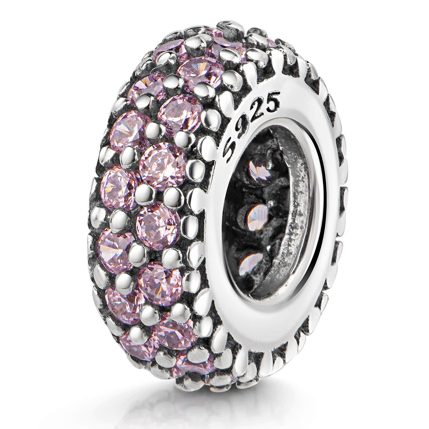 Materia Bead Zirkonia Spacer Rosa 1307, 925 Sterling Silber