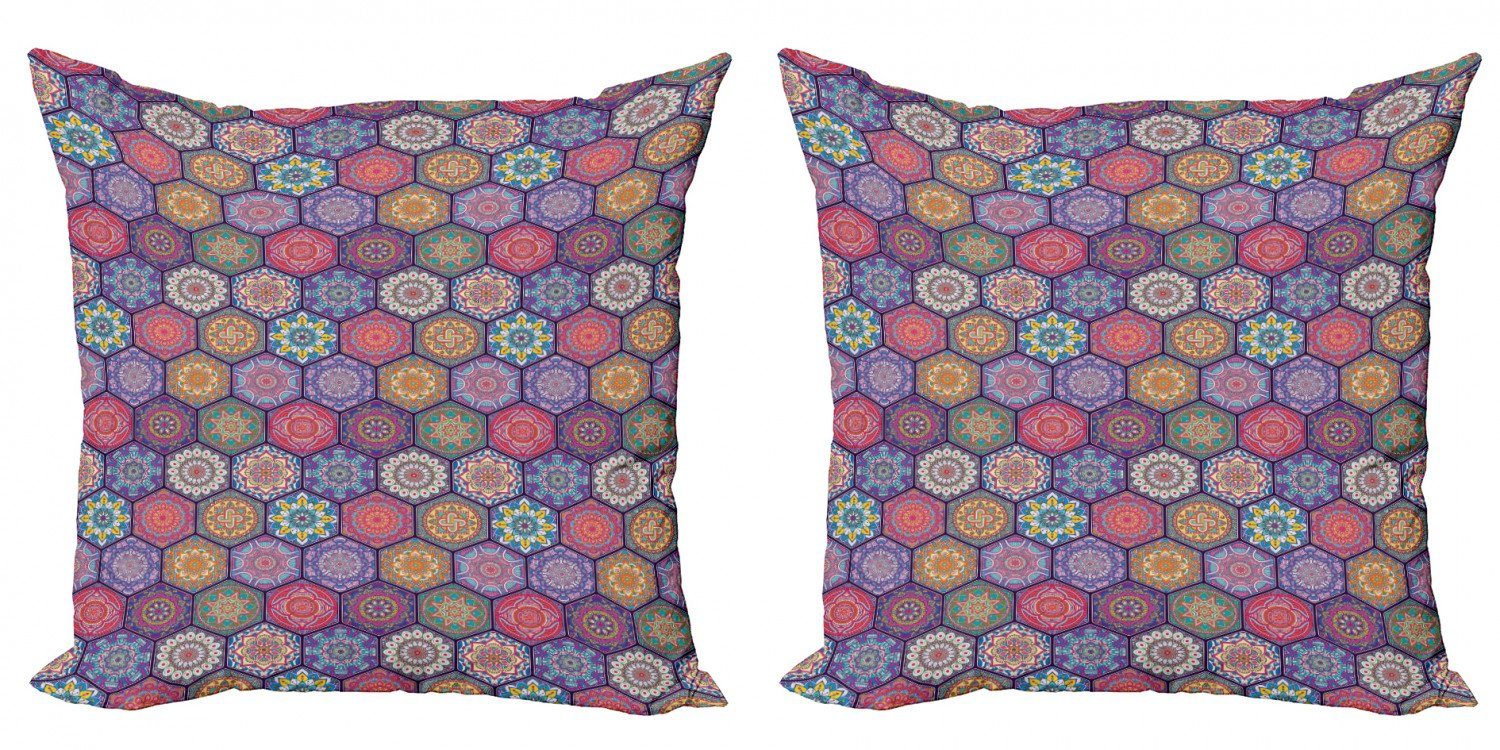 Oriental Digitaldruck, Stück), Doppelseitiger Motiv Mandala (2 Abakuhaus Kissenbezüge Accent Hexagon Modern
