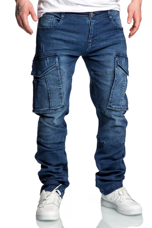 Amaci&Sons Cargojeans LINNDALE Sweathose im Denim Look Herren Sweathose in Stretch Denim Jeans