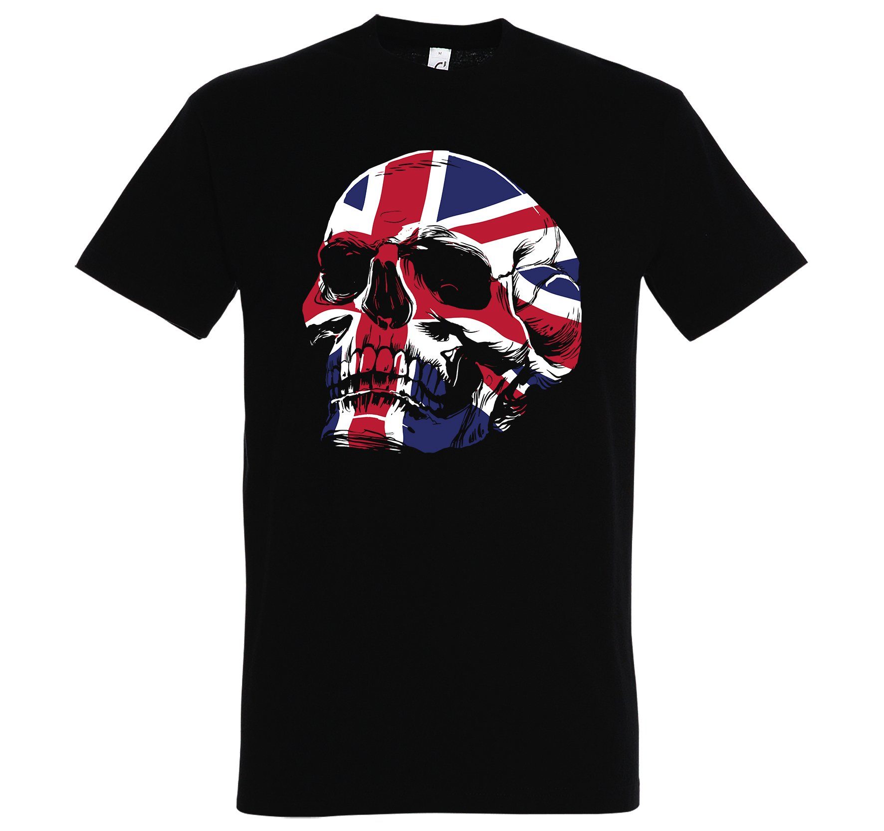 Youth Designz T-Shirt UK England Totenkopf Schädel Logo Herren Shirt mit trendigem Frontprint Schwarz | T-Shirts