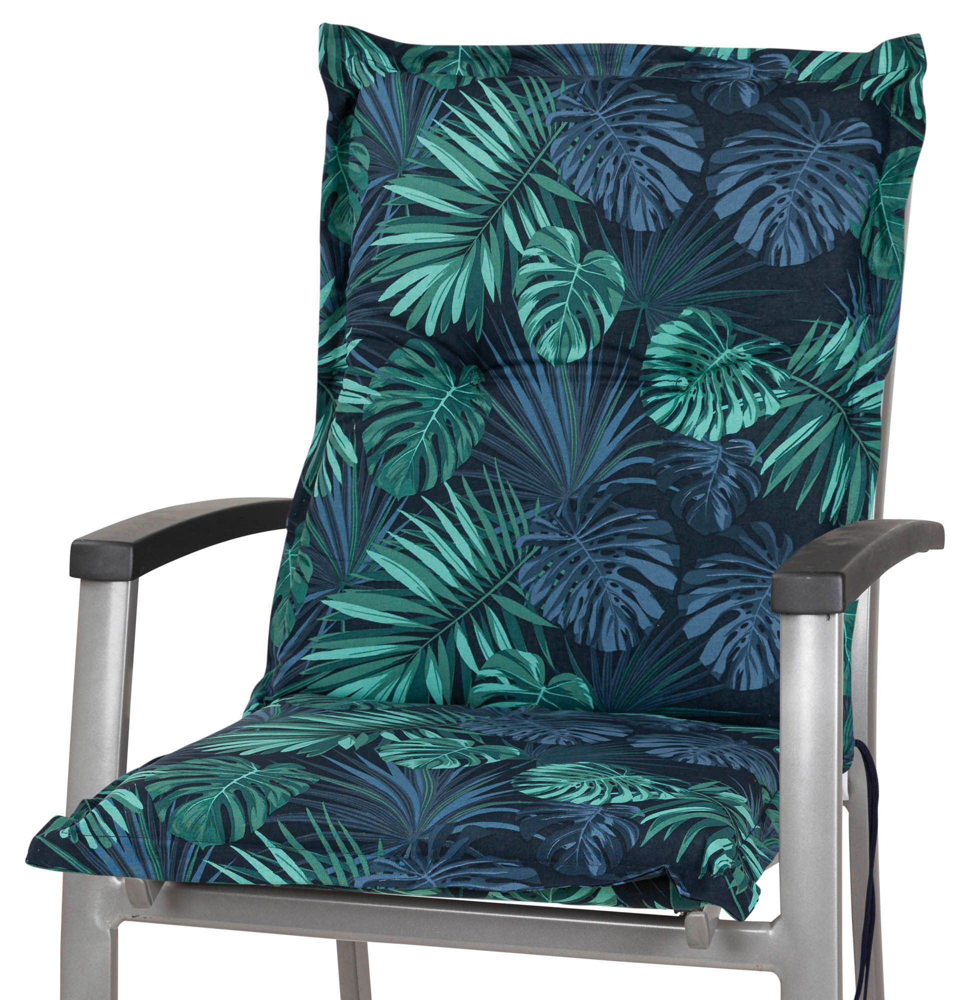 Sun Garden Sesselauflage Niederlehner Rügen/Prato 30417-100 blau-grün Blätter 98x48x8 cm SG