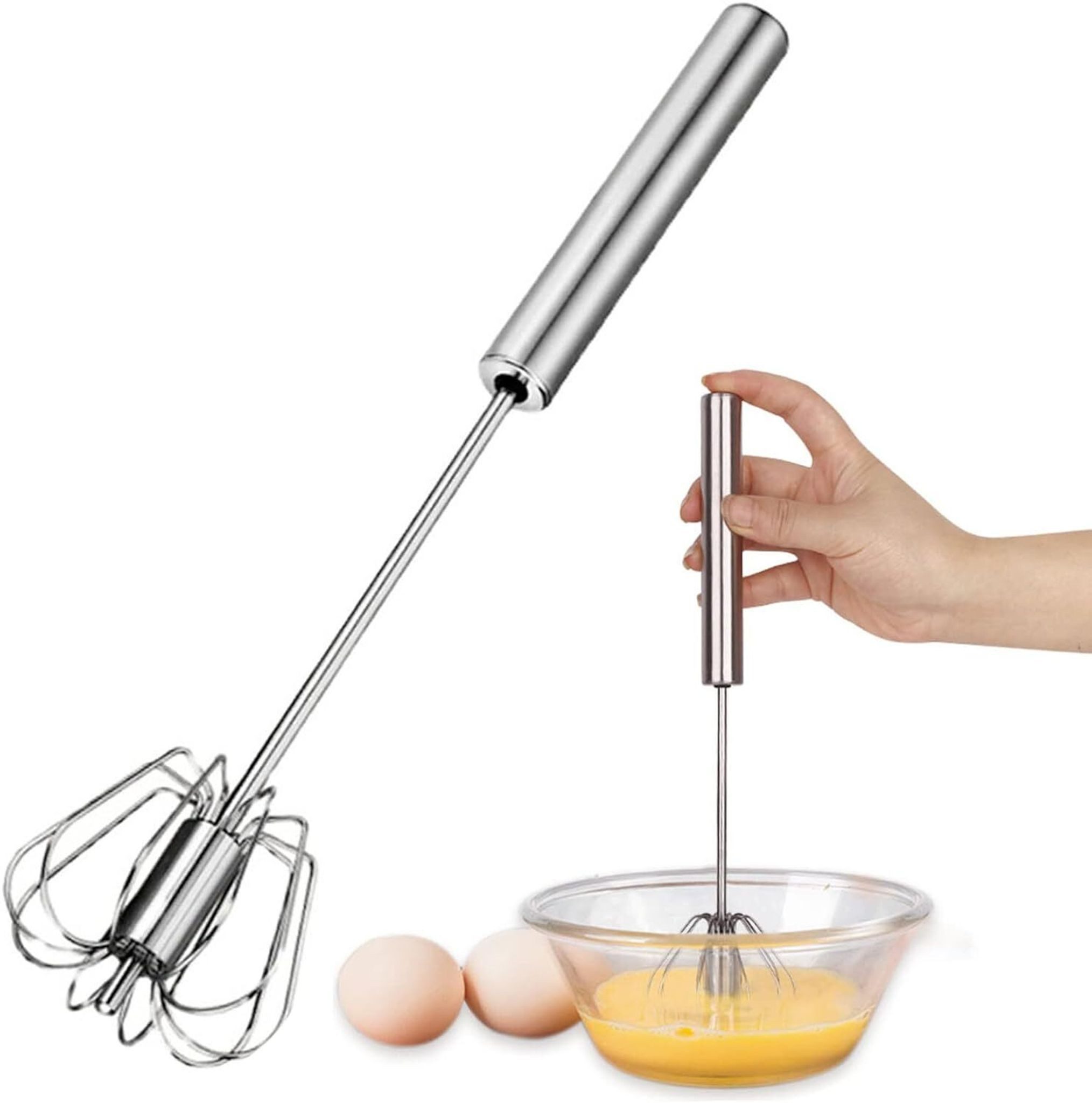 FELIXLEO Schneebesen 10 Zoll halbautomatischer Schneebesen Edelstahl Küchenquirl Rührbesen