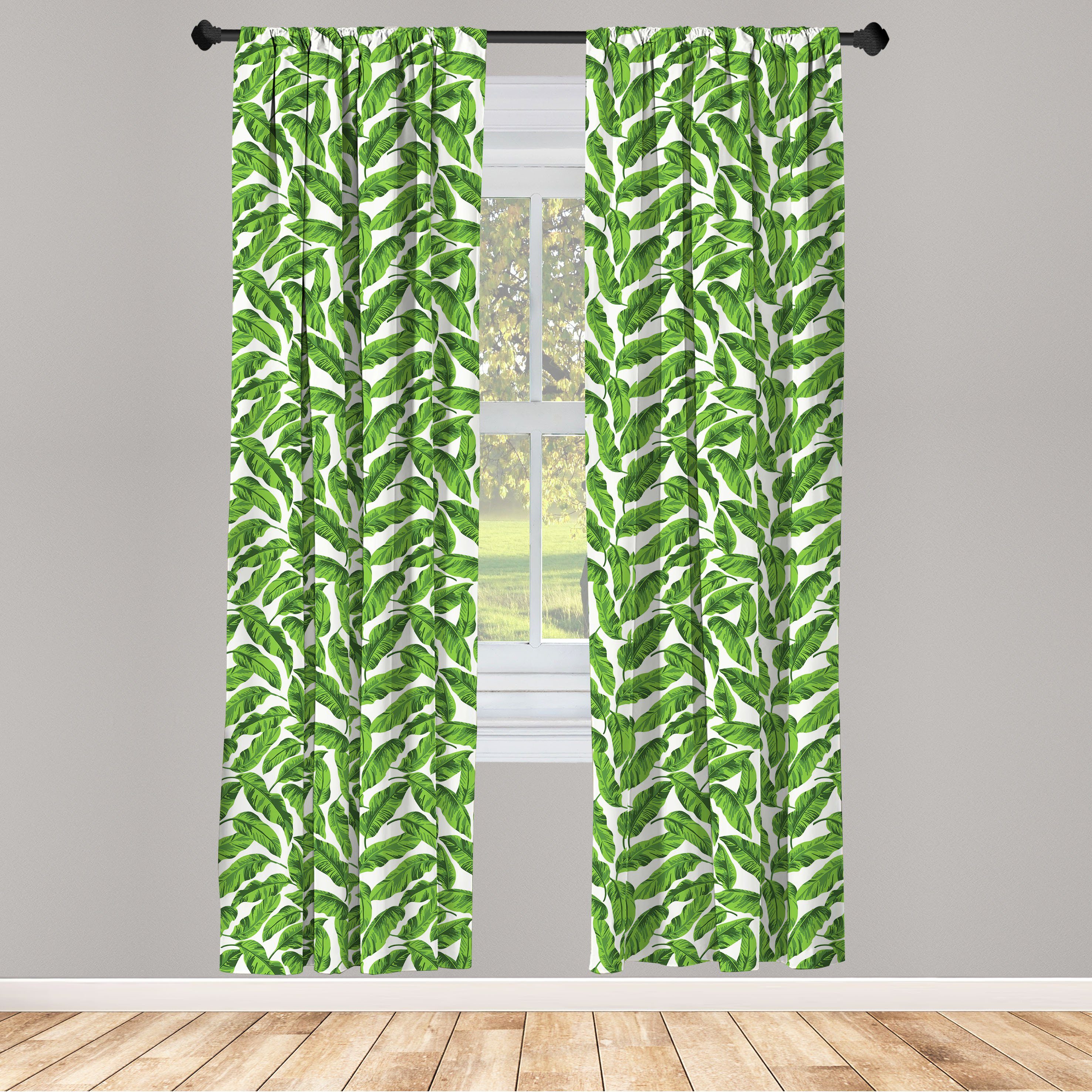 Gardine Vorhang für Wohnzimmer Schlafzimmer Dekor, Abakuhaus, Microfaser, Bananenblatt Lively Grün Natur | Fertiggardinen