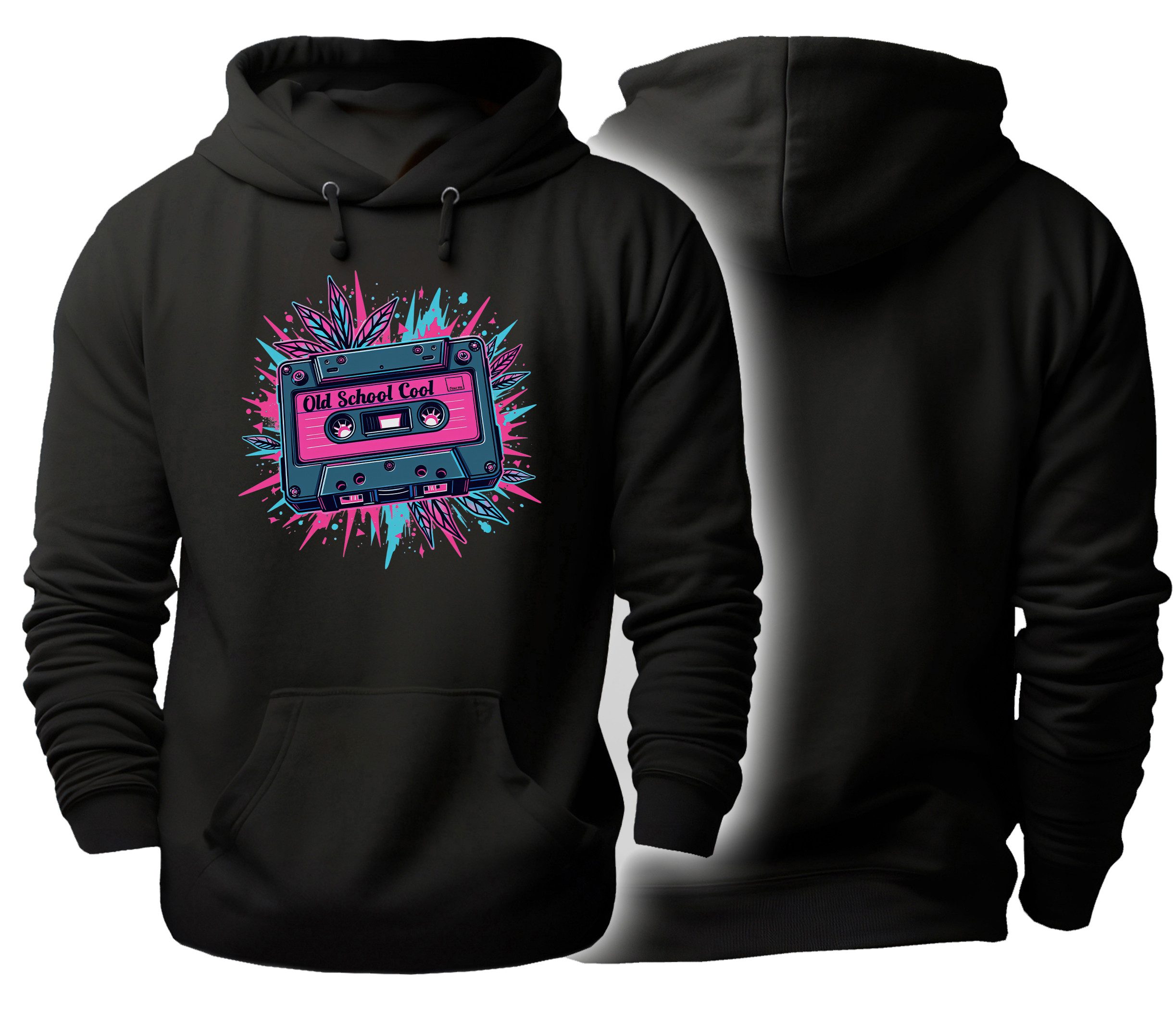MyDesign24 Hoodie Urbaner Streetart Kapuzen Pullover - Retro Kassette Kapuzensweater - moderner Hoodie i641