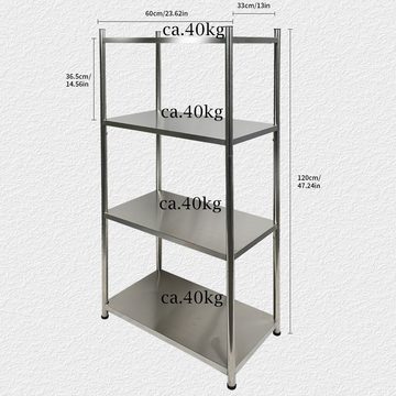 MULISOFT Schwerlastregal Standregal 4 Schichten Küche Organizer Storage Rack, 60 x 33 x 120cm verdickt 304 Edelstahl Regal Küche Rack, Haushalt Schränke/Ablageregal/Badregal/Mehrzweckregal