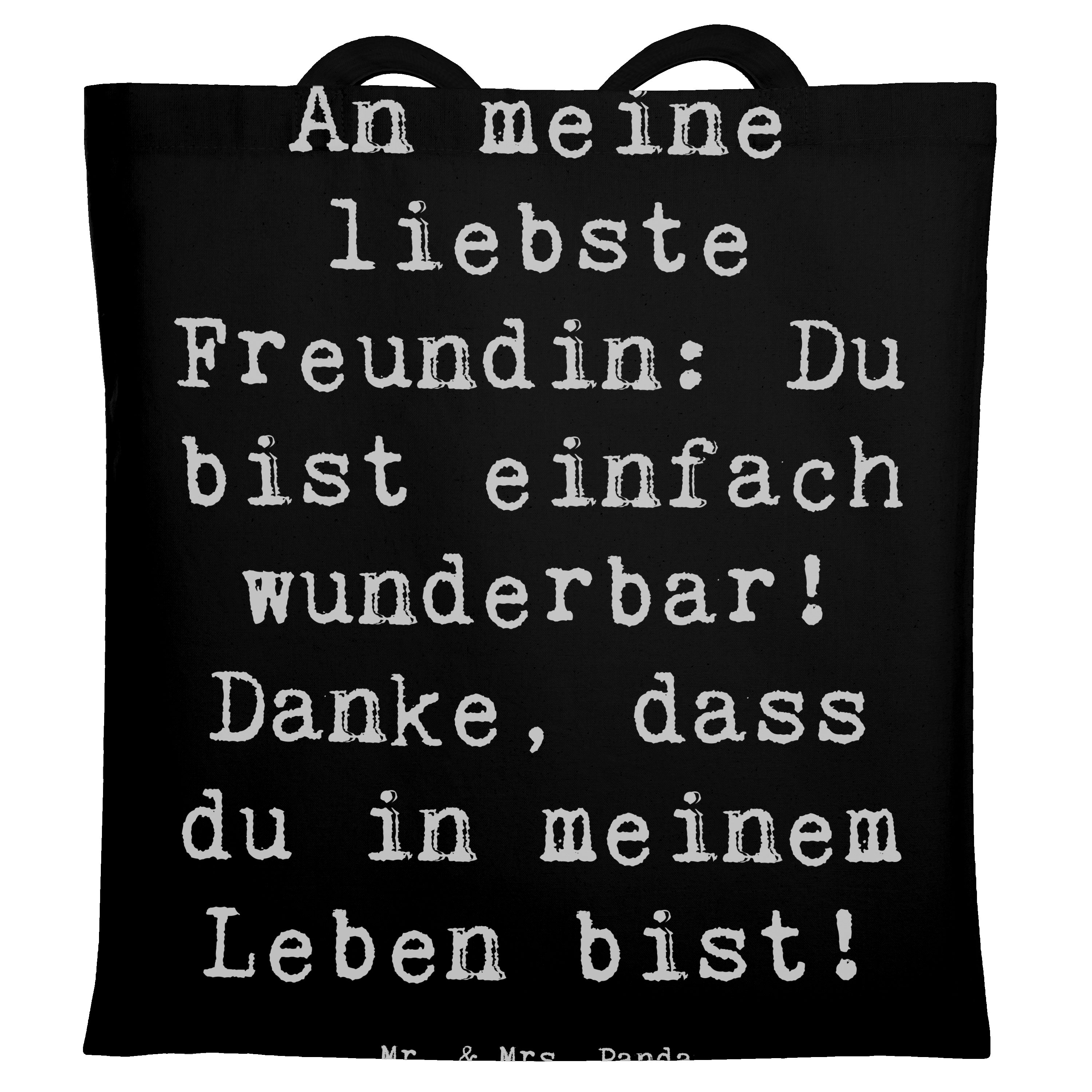 Tragetasche Liebste Freundin - Schwarz - Geschenk, Leben, Laptoptasche, Lächeln