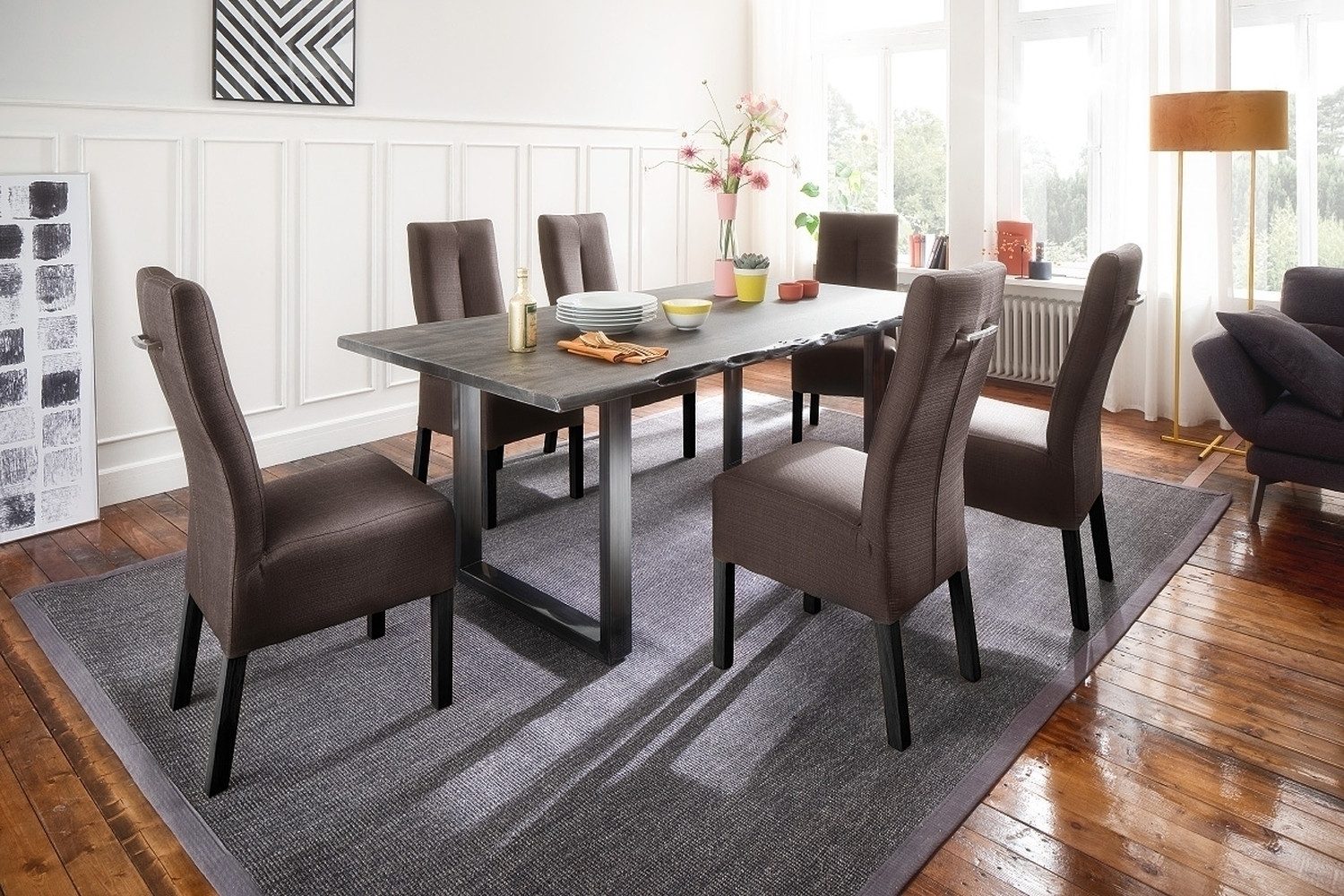 freiraum Baumkantentisch Calabria, in Akazie grau / antik - 180x77,5x100 (BxHxT)