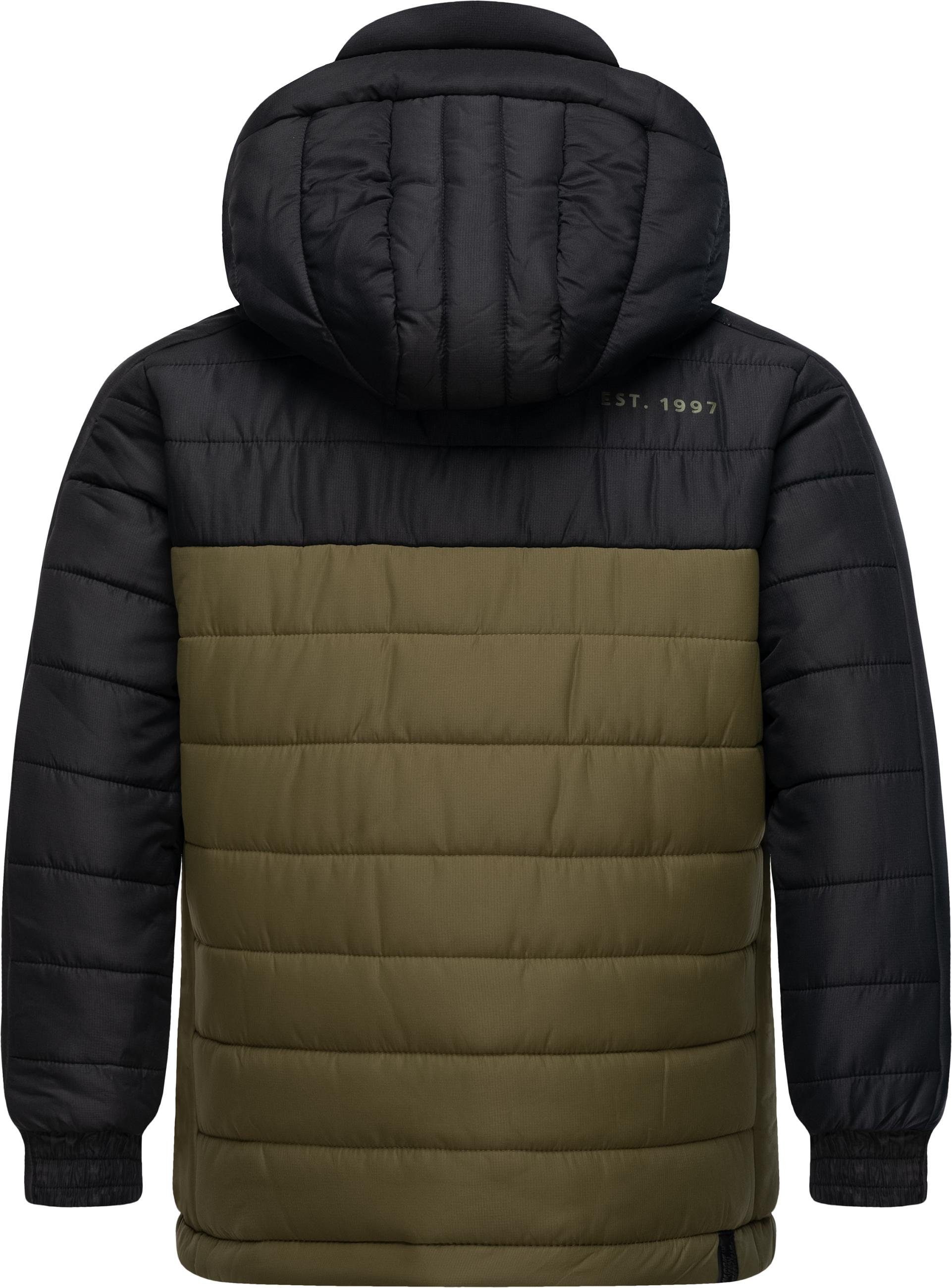 Ragwear Winterjacke mit Kapuze schwarz Coolio Winter Blocks Jungen Steppjacke