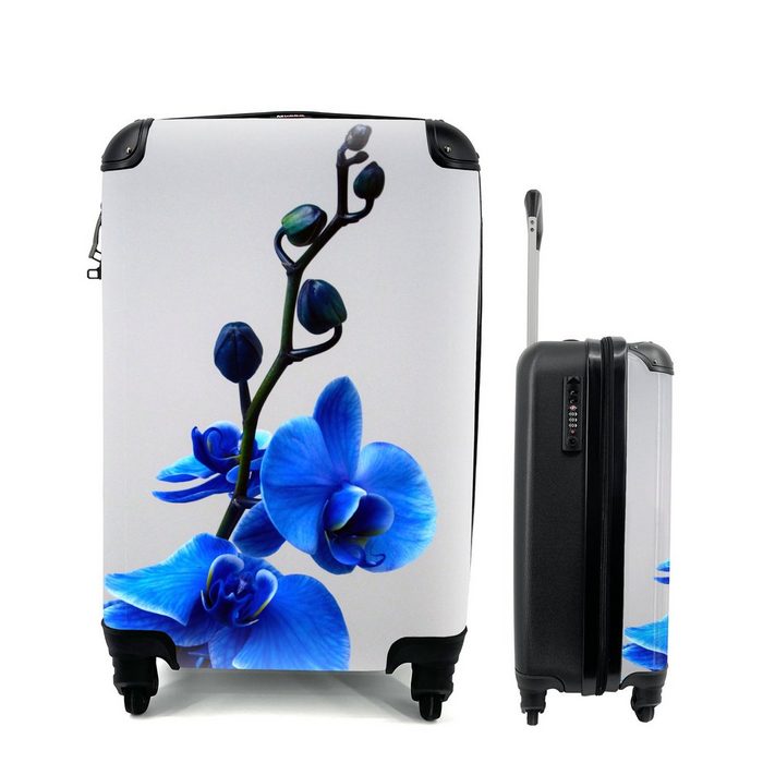 MuchoWow Handgepäckkoffer Blaue Orchidee 4 Rollen Reisetasche mit rollen Handgepäck für Ferien Trolley Reisekoffer