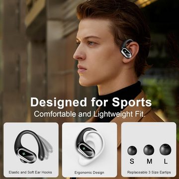 Poounur Kabellos Bluetooth 5.3 Tiefer Bass, 50H ENC Mic Noise Cancelling In-Ear-Kopfhörer (Klare Anrufe durch Rauschunterdrückung und hochwertiges Mikrofon für deutliche Kommunikation, LED-Anzeige, USB-C, IP7 wasserdichte Ohrhörer Bluetooth)