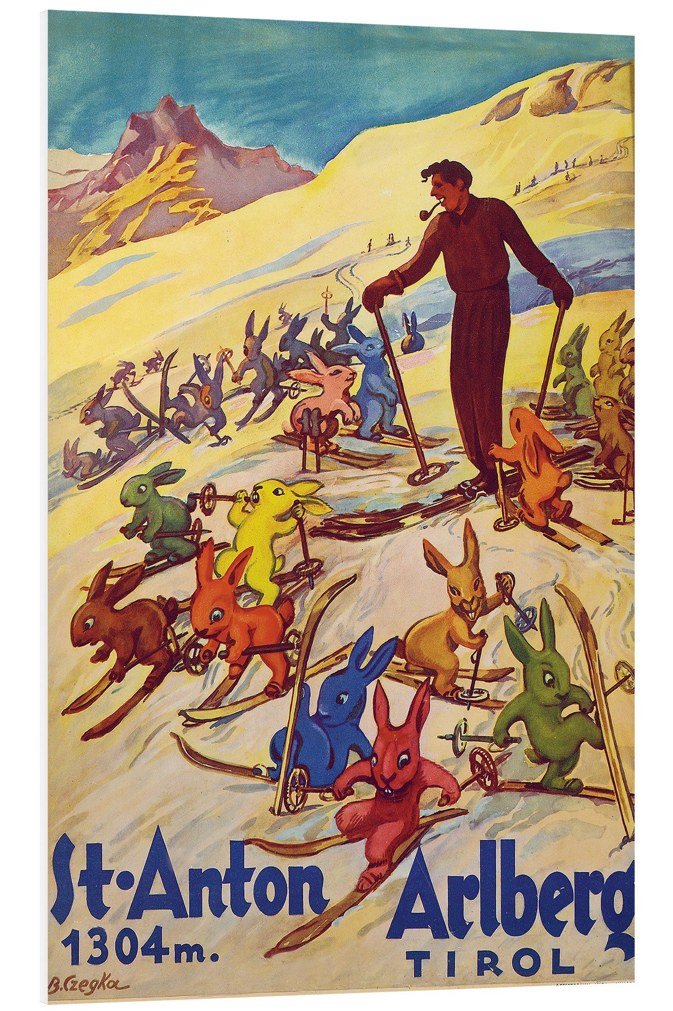 Posterlounge Forex-Bild Vintage Ski Collection, St. Anton Arlberg, Tirol, Vintage Illustration