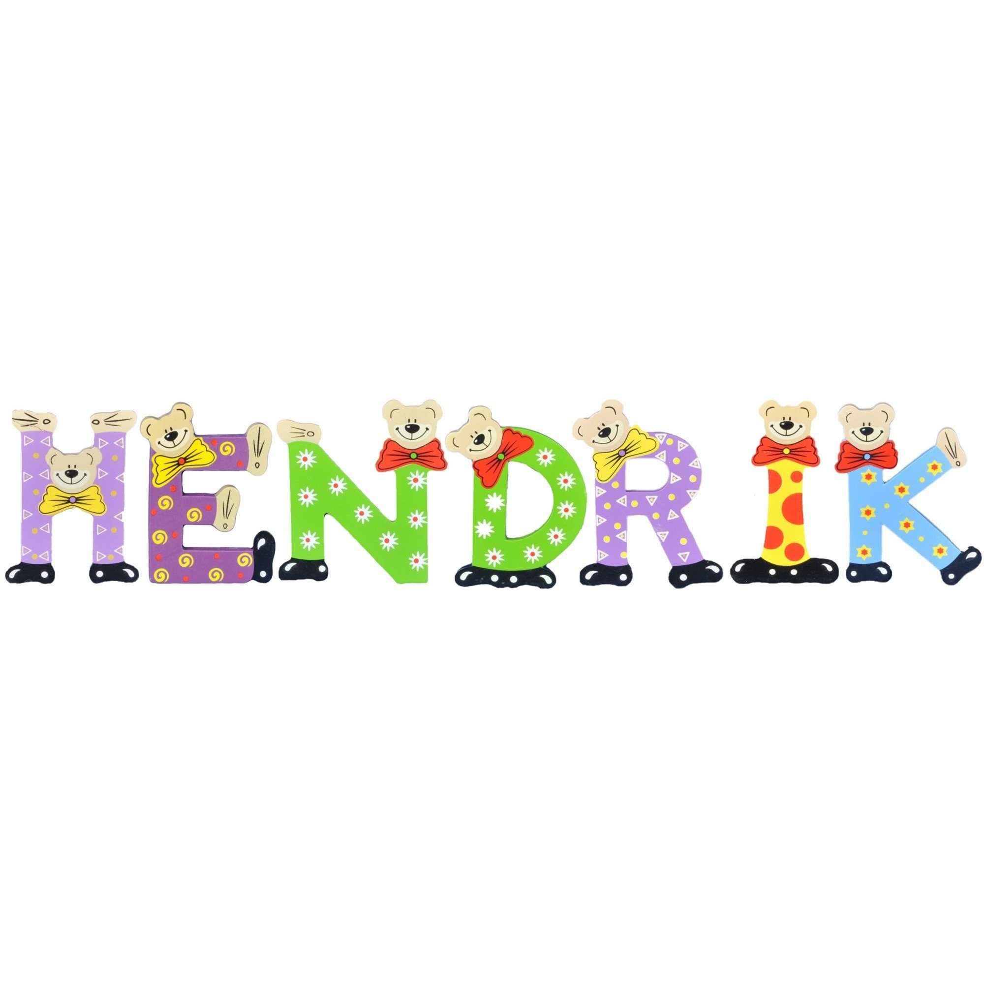 Playshoes Deko-Buchstaben (Set, Namen-Set, - Kinder sortiert HENDRIK St), 7 Holz-Buchstaben