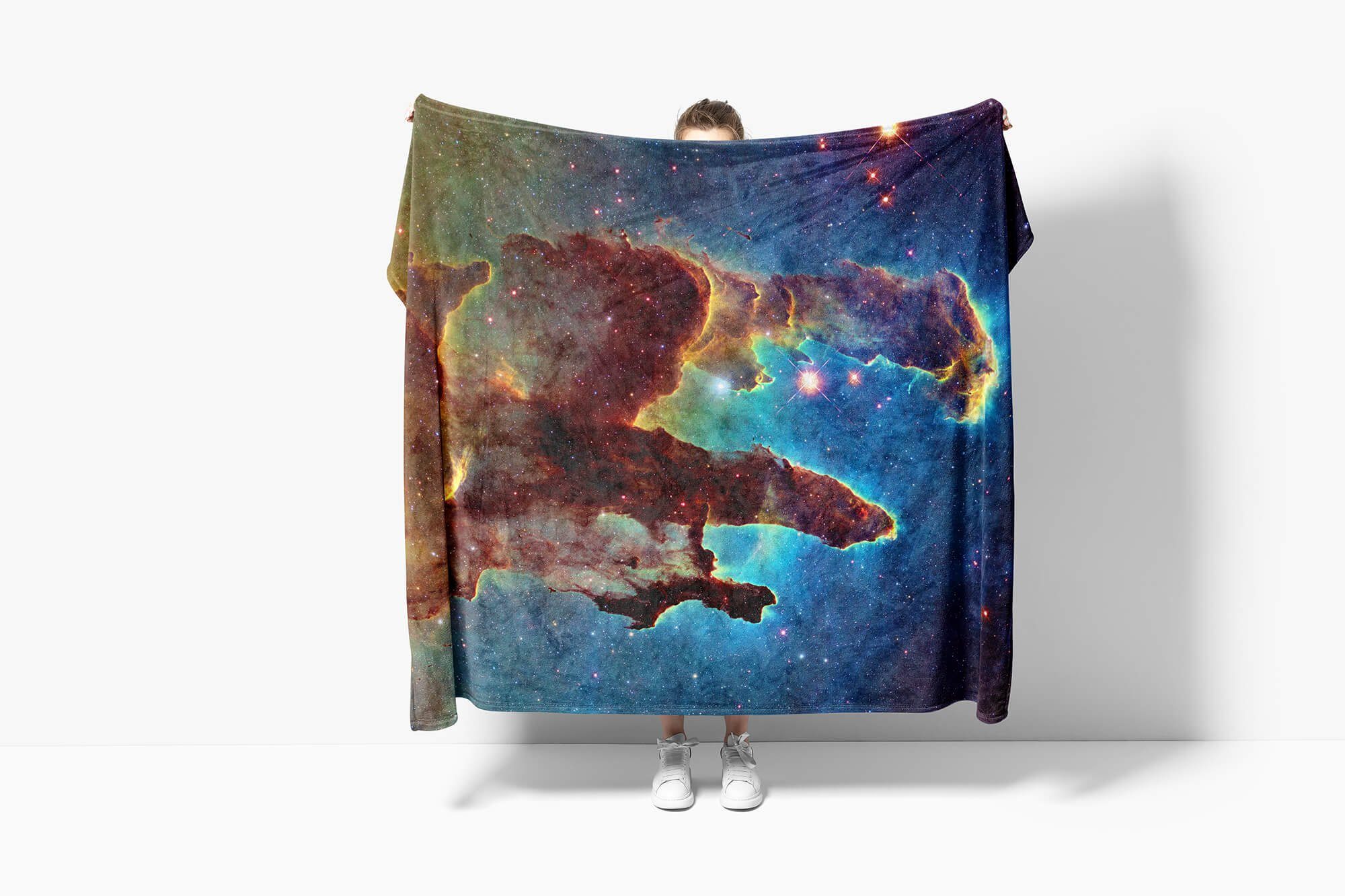 Baumwolle-Polyester-Mix Galaxie Handtücher (1-St), Handtuch Art Handtuch Kuscheldecke Saunatuch mit Sinus Strandhandtuch Fotomotiv Universum,
