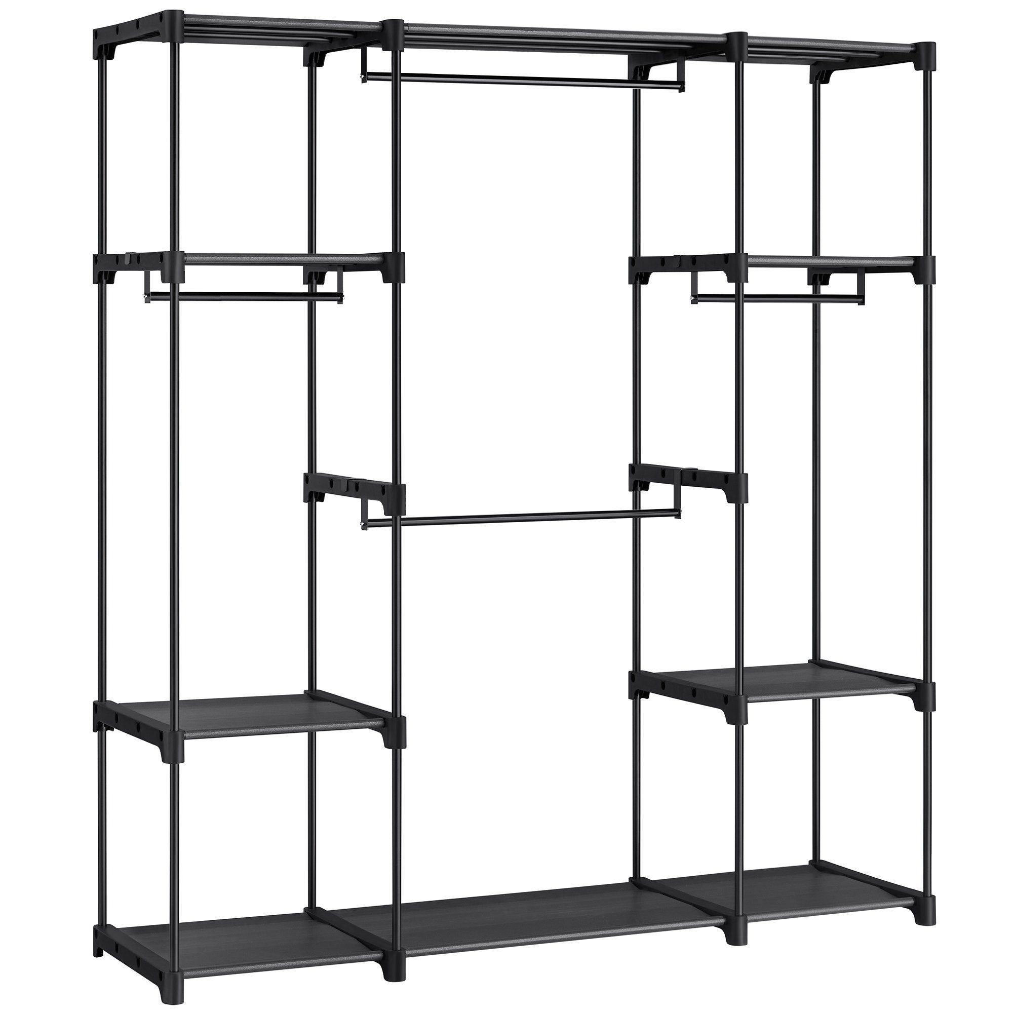 SONGMICS Kleiderständer, Kleiderschrank offen, 4 Hängefächer, Kleiderstange, Garderobe