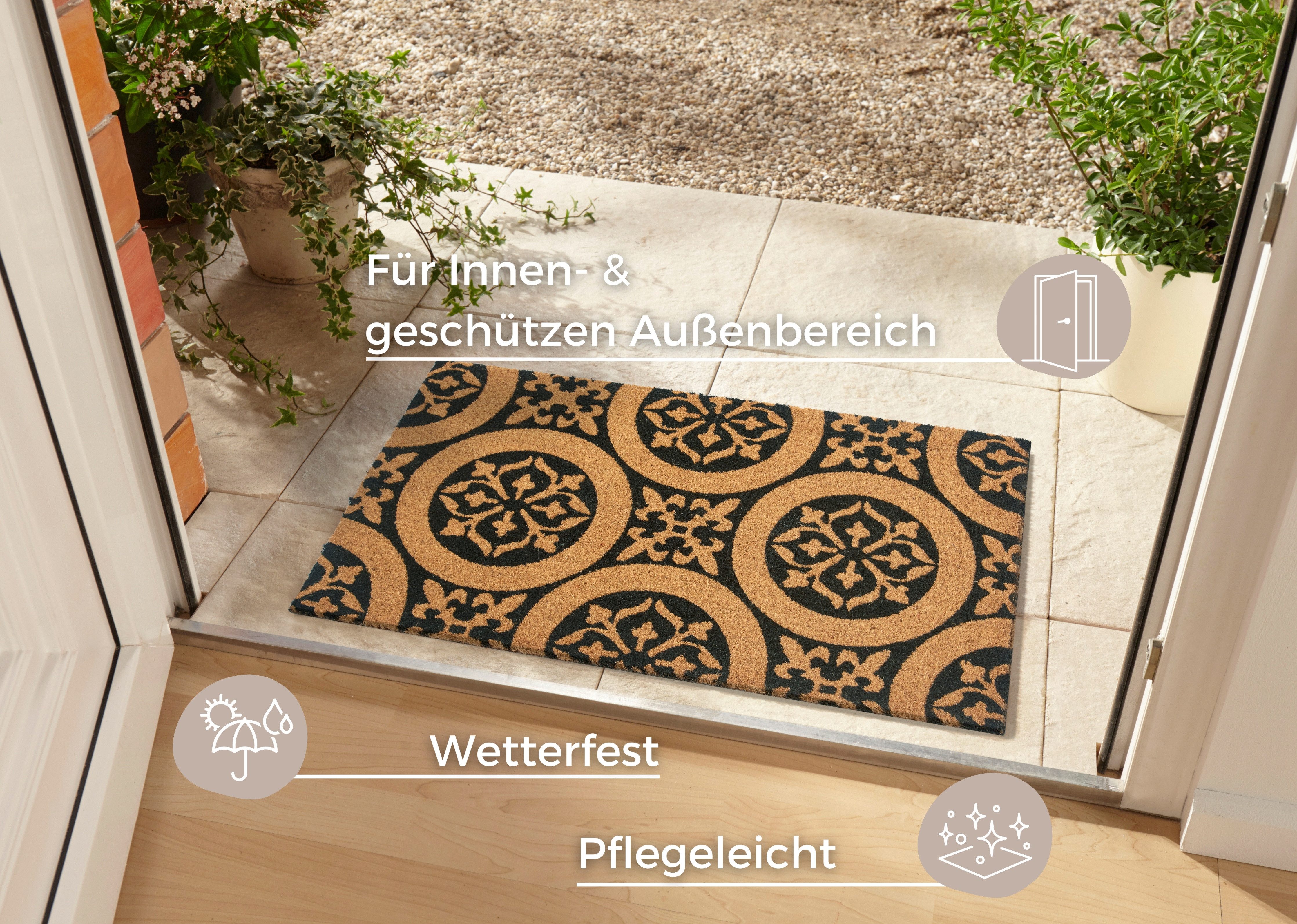HANSE Home Fußmatte Ornaments, Türmatte, rechteckig, Höhe: 15 mm, Kokos, Sc günstig online kaufen