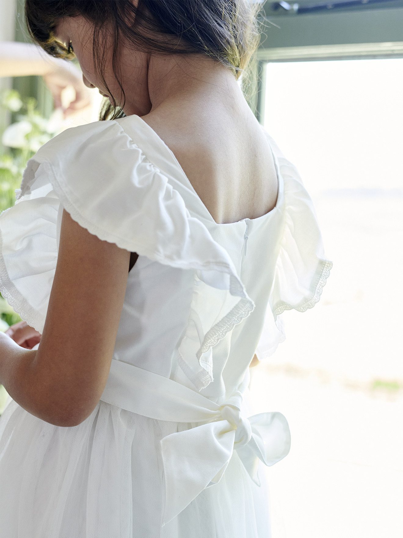 vertbaudet Minikleid Festliches Mädchen Volantkleid, Musselin & Tüll