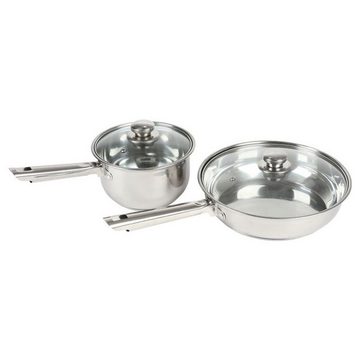 BURI Topf-Set Edelstahl Kochtopfset 12-tlg. mit Glasdeckel Topfset Kochtopf Suppento, Edelstahl