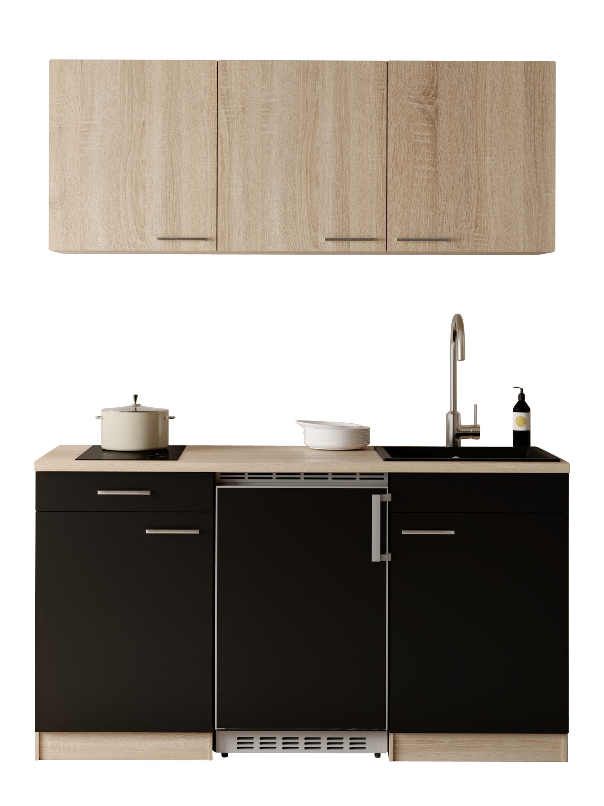 RESPEKTA Pantryküche Ingrid, zerlegt, wahlweise mit Mikrowelle, Soft-Close-Funktion, Breite 150 cm