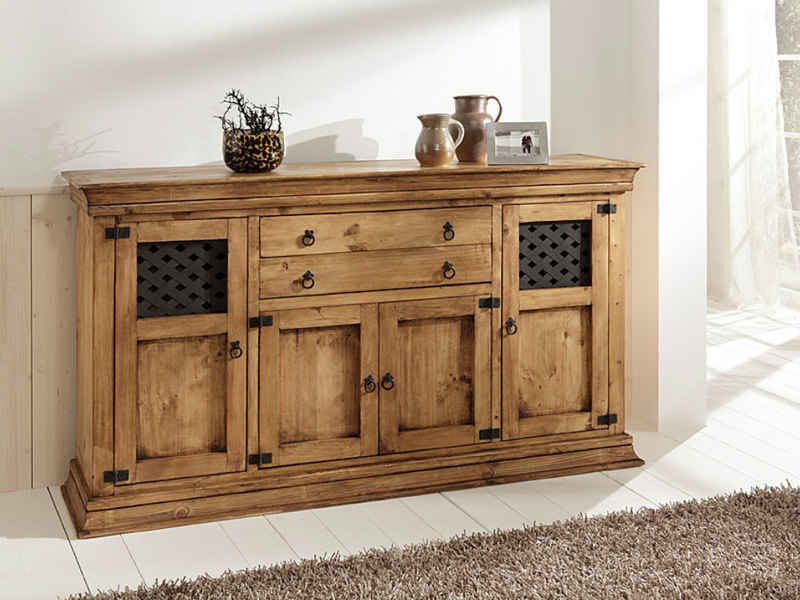 WOLFMÖBEL Sideboard (181x45x100xcm (B/T/H), MEXIKO Kommode mit 4 Türen / 2 Schubladen