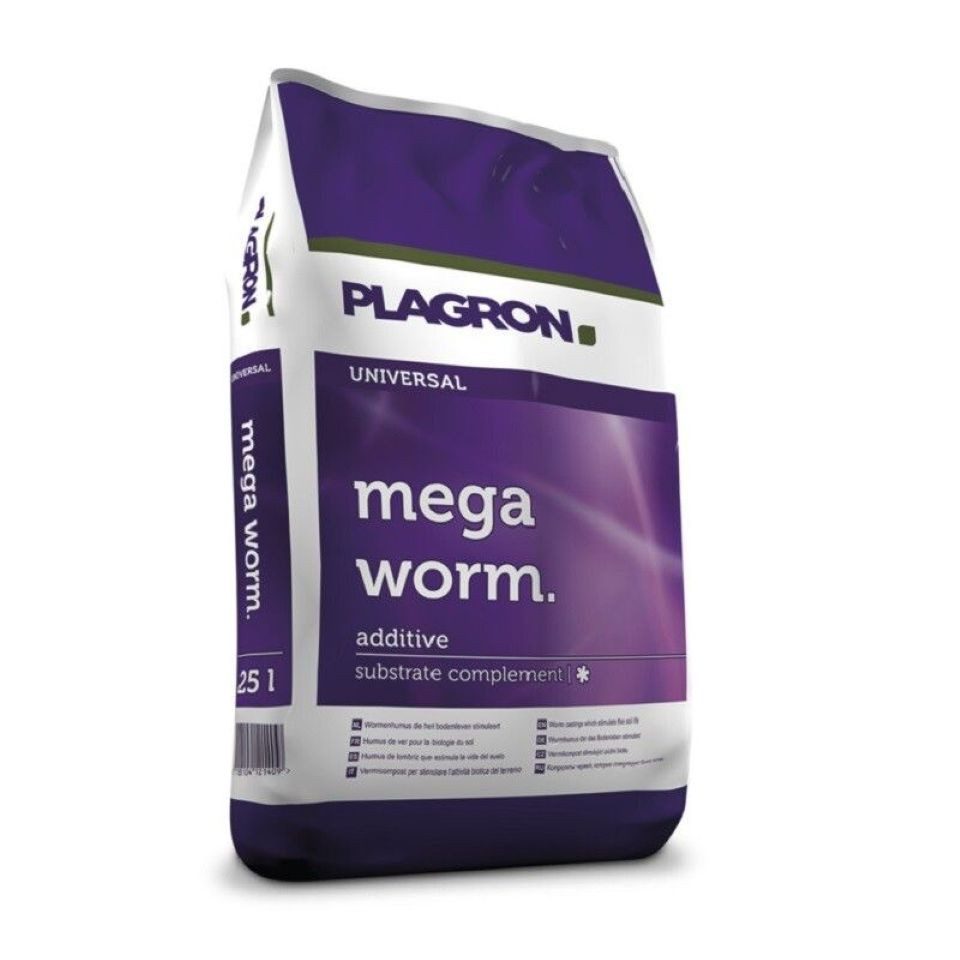 Plagron Pflanzerde Mega Worm Wurmhumus Sack, mit Organischer Bodenverbesserer, 25 Liter