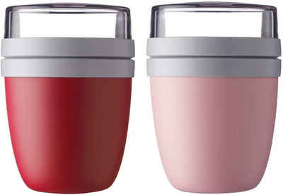 Mepal Lunchbox Lunchpot Ellipse 2-er Set Lunchbox (Nordic Red - Nordic Pink)