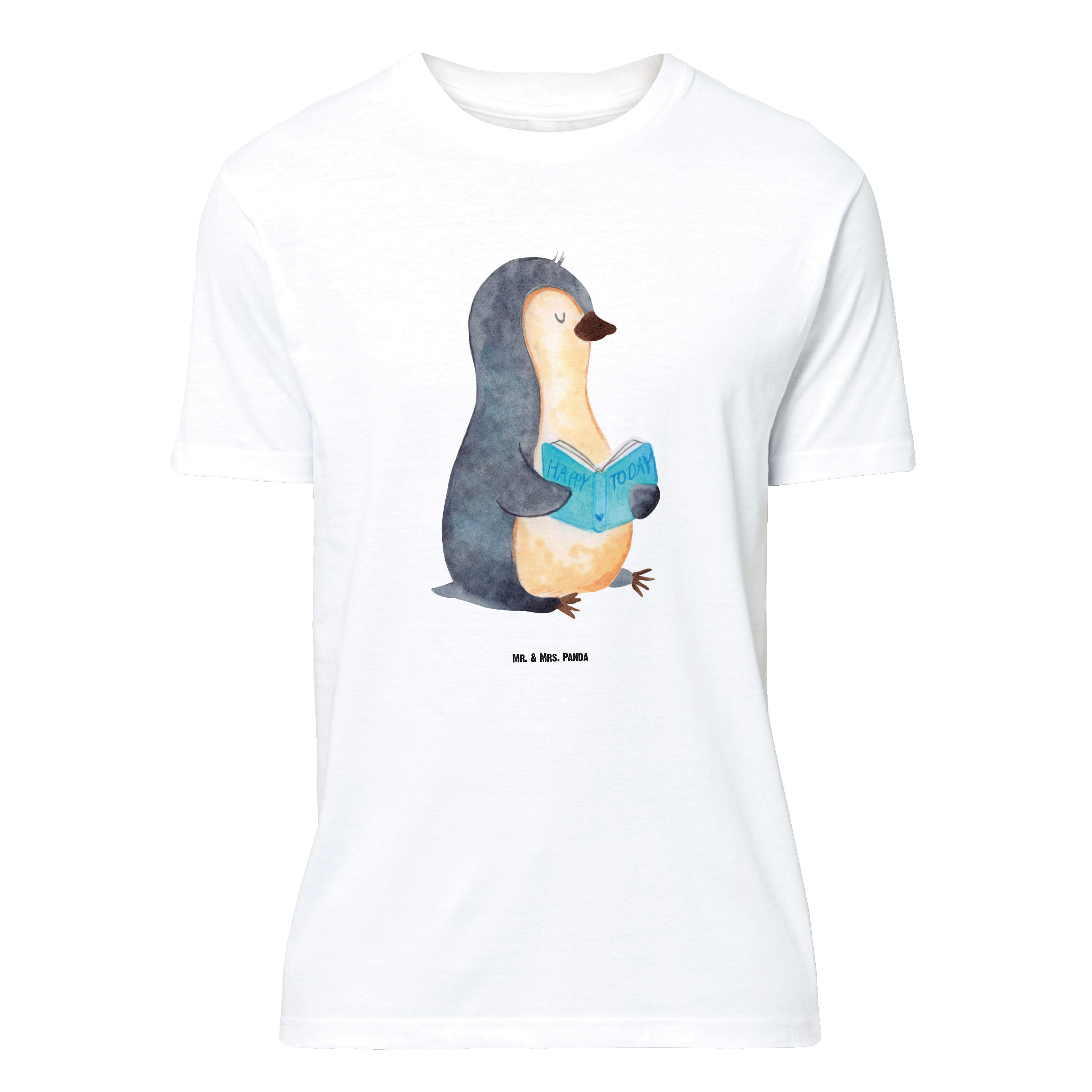 Mr. & Mrs. Panda T-Shirt Pinguin Buch, Размер XL T-Shirt, Weiß, Freizeit, Junggesellenabschied, (Packung, 1-tlg) Junggesellenabschied T-Shirt T-Shirt mit Spruch