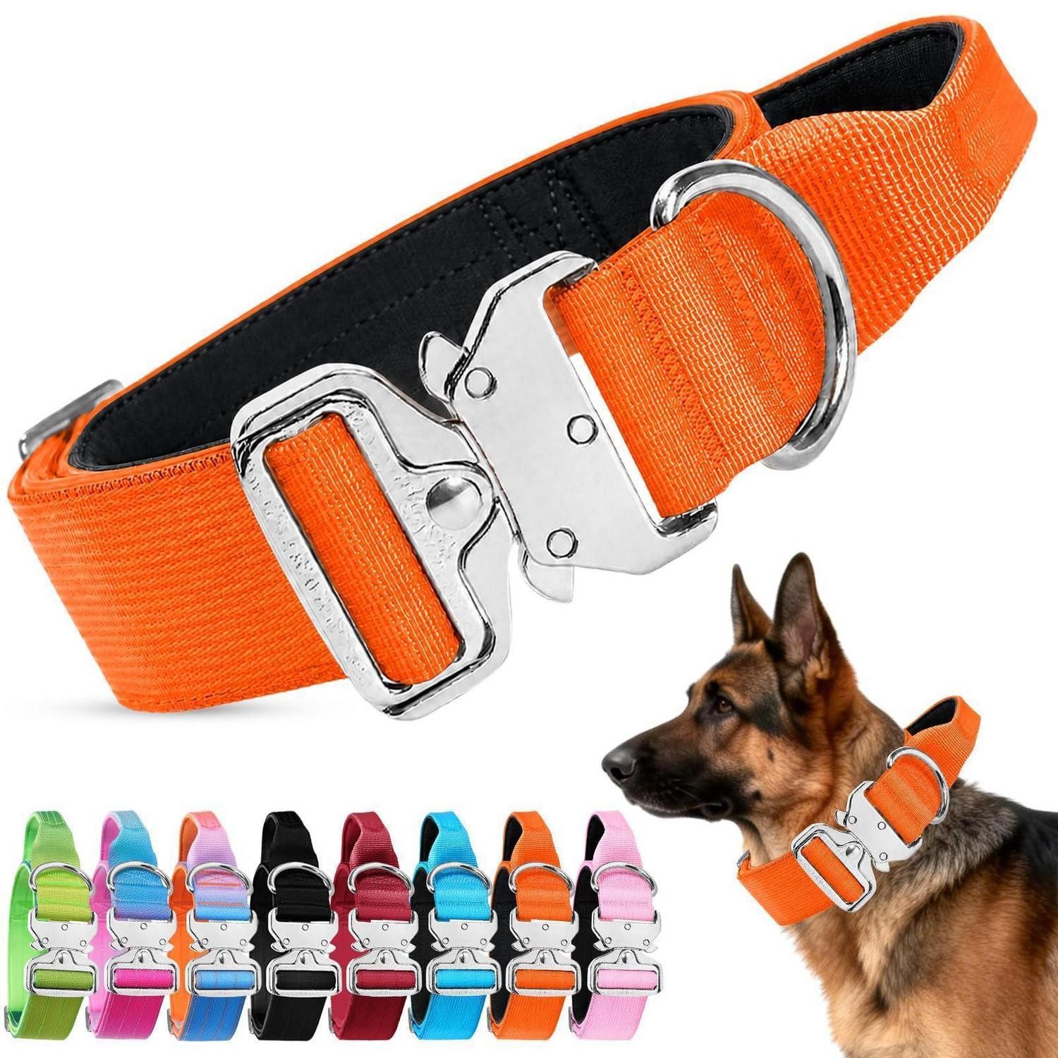 LuxusKollektion Hunde-Halsband Breites Hundehalsband m. Griff Orange XL, Textil