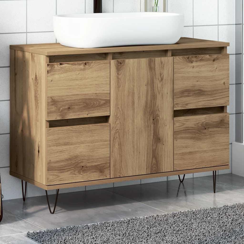 vidaXL Badezimmer-Set Badschrank Artisan-Eiche 80x33x60 cm Holzwerkstoff, (1-St) – Bild 2 von 5