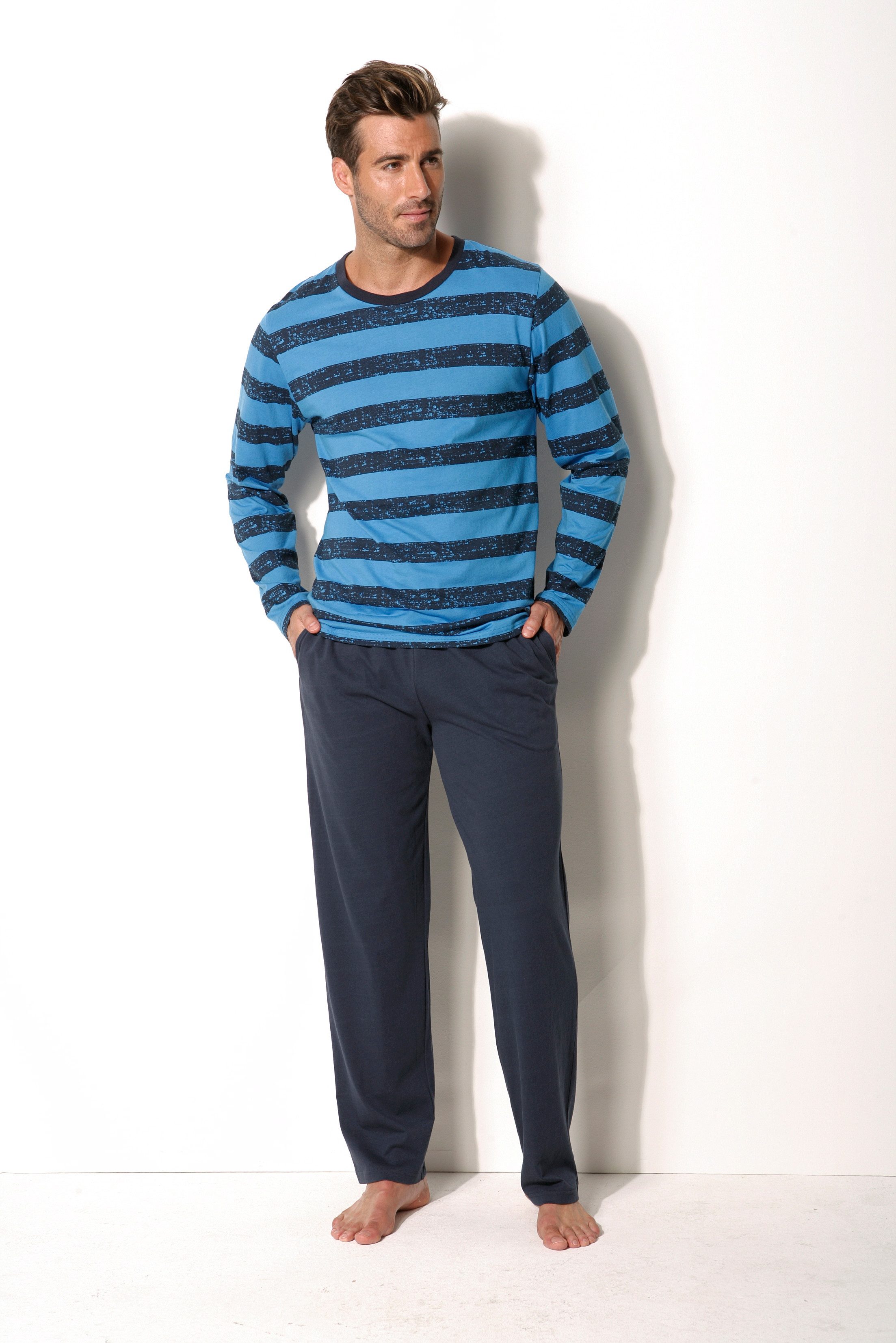 H.I.S Pyjama (Packung, 4 tlg., 2 Stück) Schlafanzug mit unterschiedlichem D günstig online kaufen