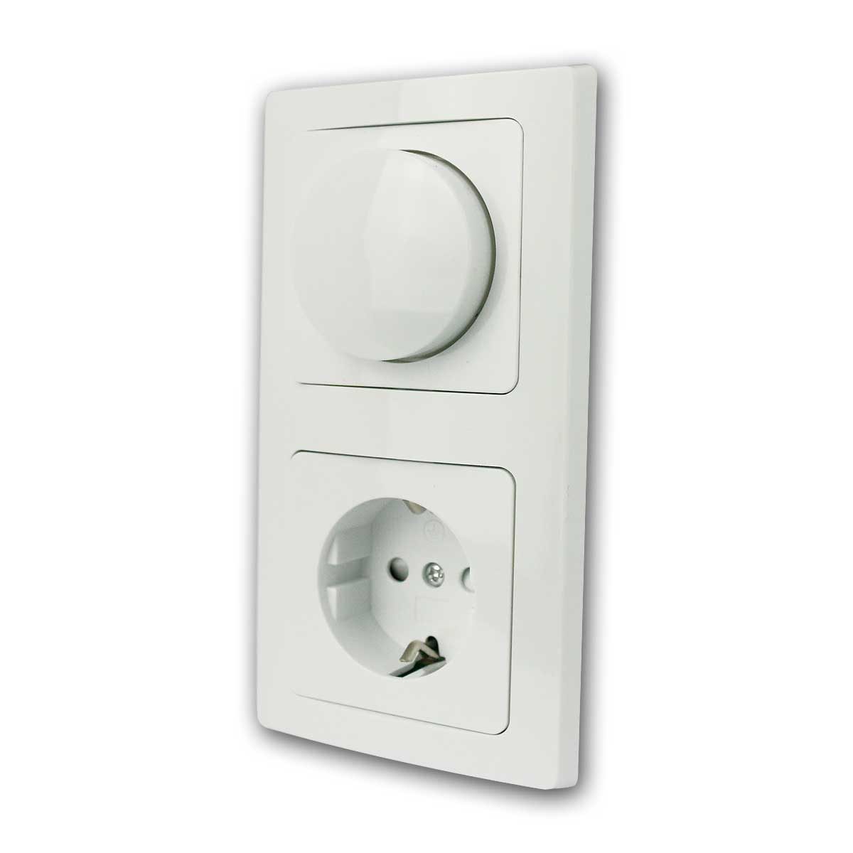 ChiliTec Drehdimmer DELPHI LED-Dimmer mit Schuko-Steckdose weiß, UP