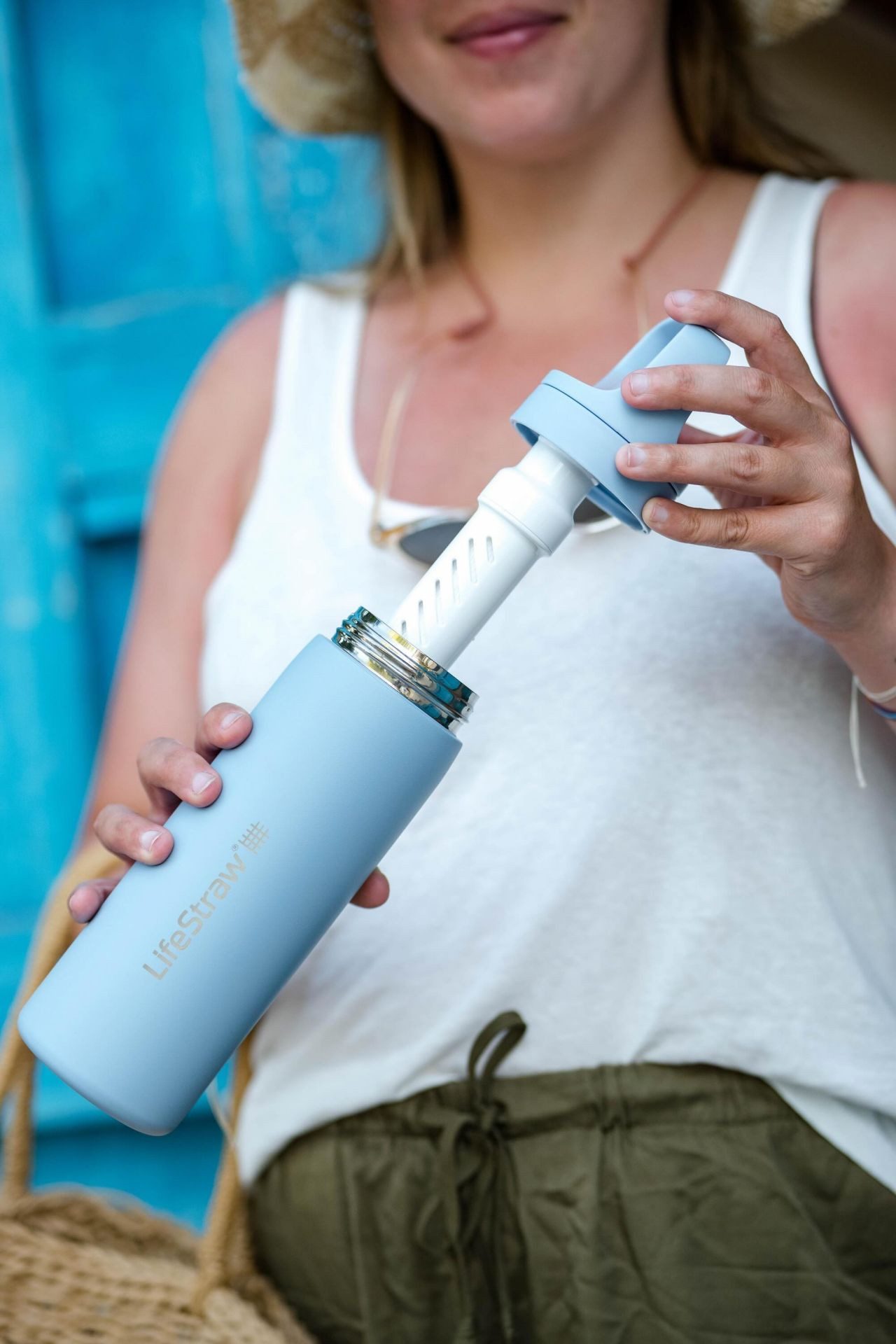 LifeStraw Trinkflasche Go Series Stainless Steel mit Wasserfilter, Verschluss mit