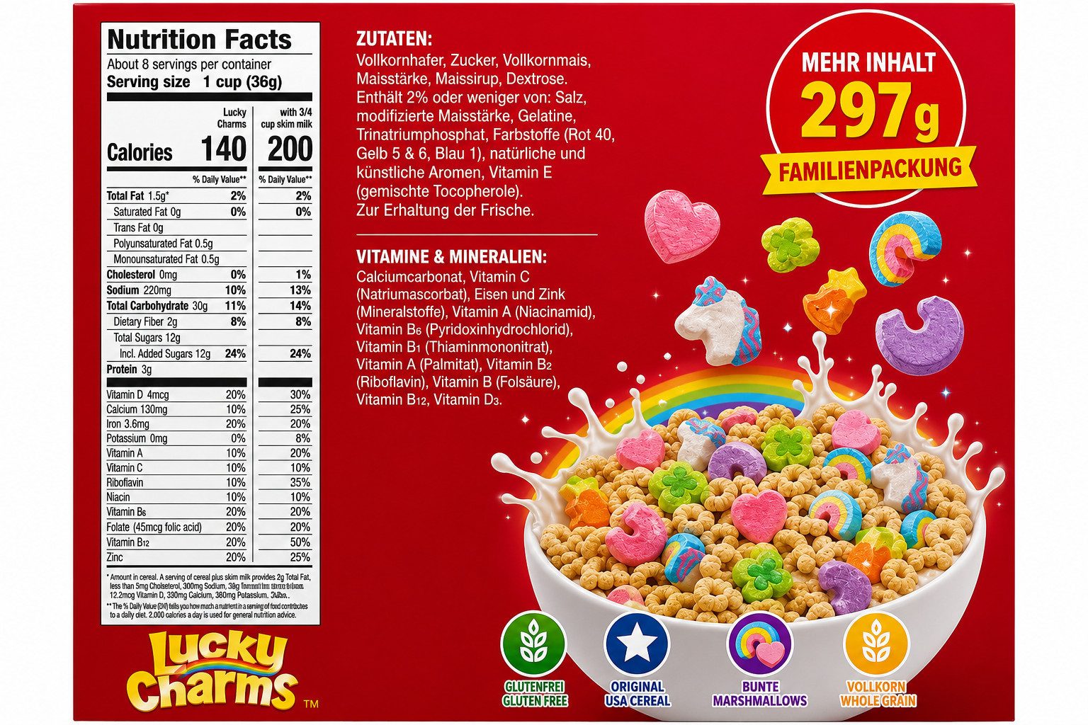 Candy & Bar Cerealien Lucky Charms Frühstückscerealien 297g