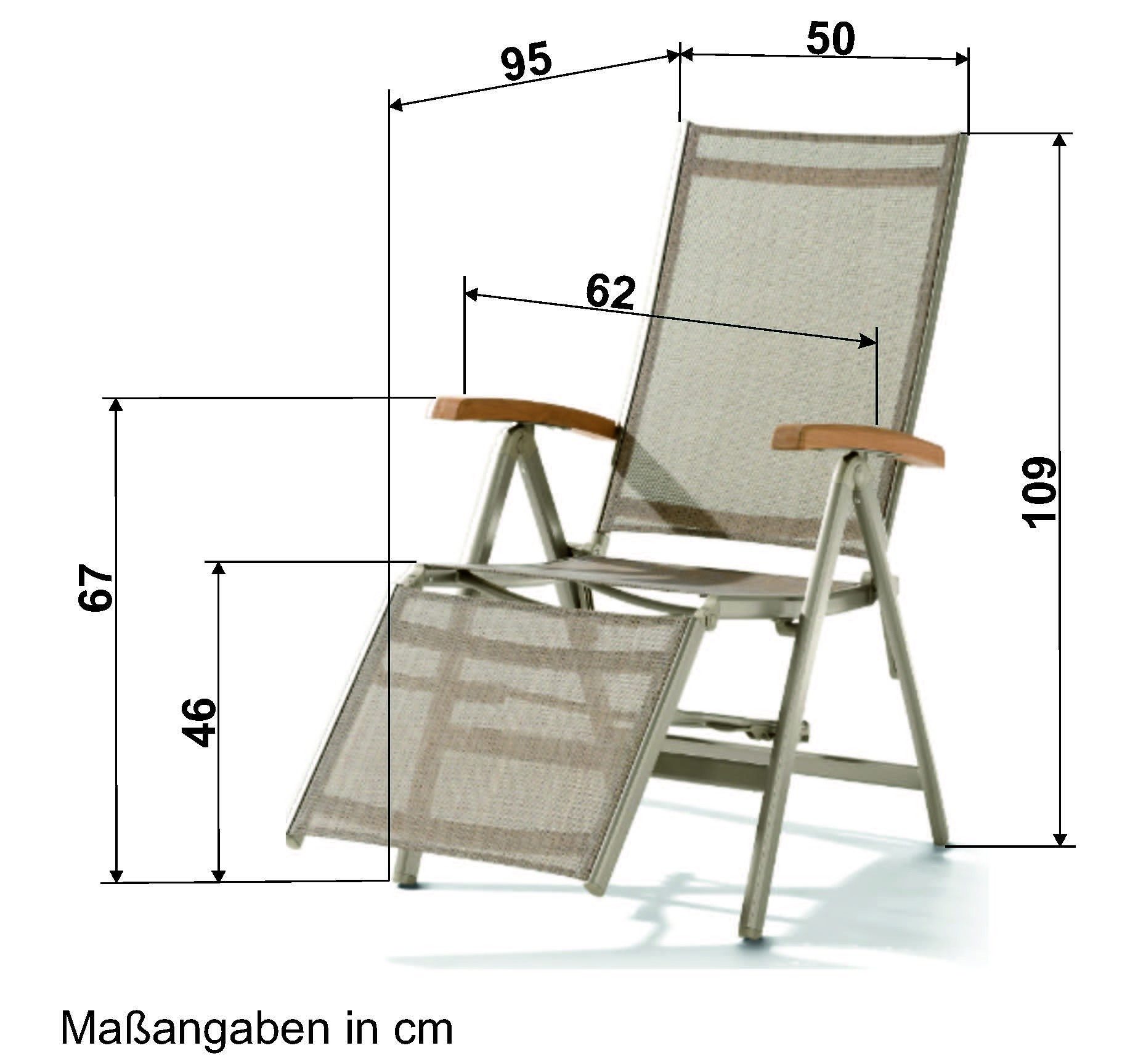 sieger Gartensessel Cadiz, in Grau, Kunstfasergewebe - 95x109x62cm (BxHxT)