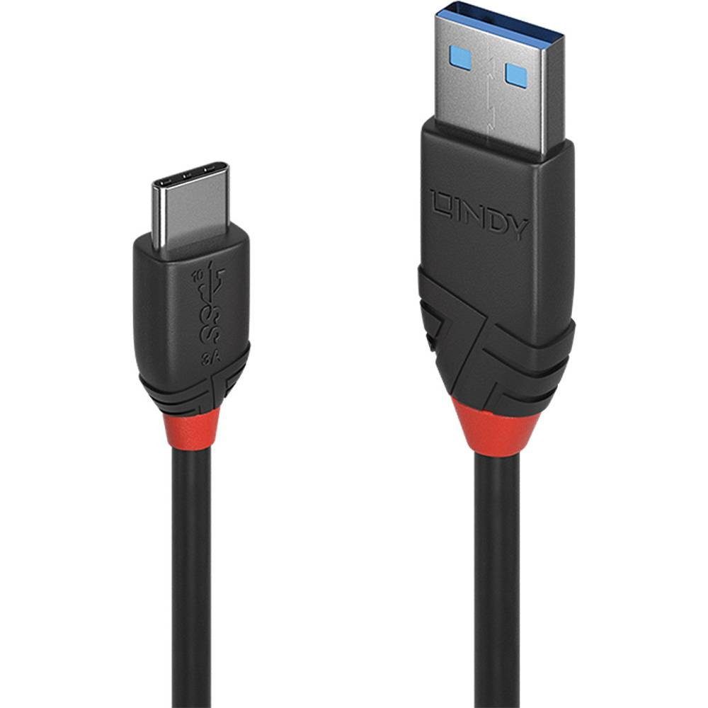 Lindy 0.5m USB 3.1 Typ A an C Электропровод 3A, Black Line 36915 USB-Kabel