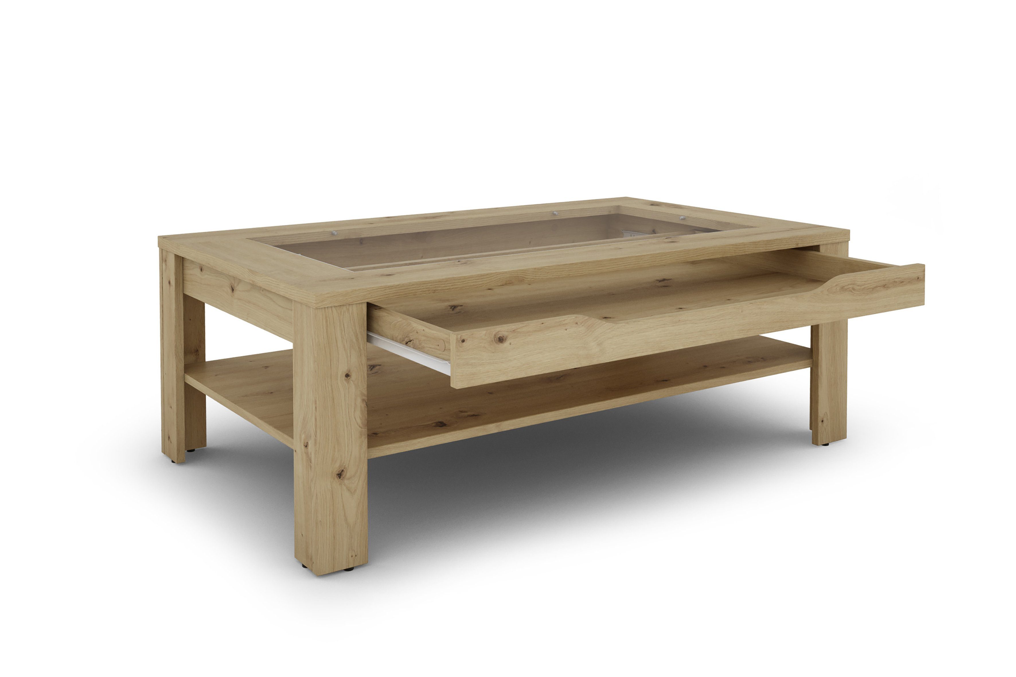 byLIVING Couchtisch RALPH, Breite 110 oder 67 cm, mit Glaseinsatz und Schub günstig online kaufen