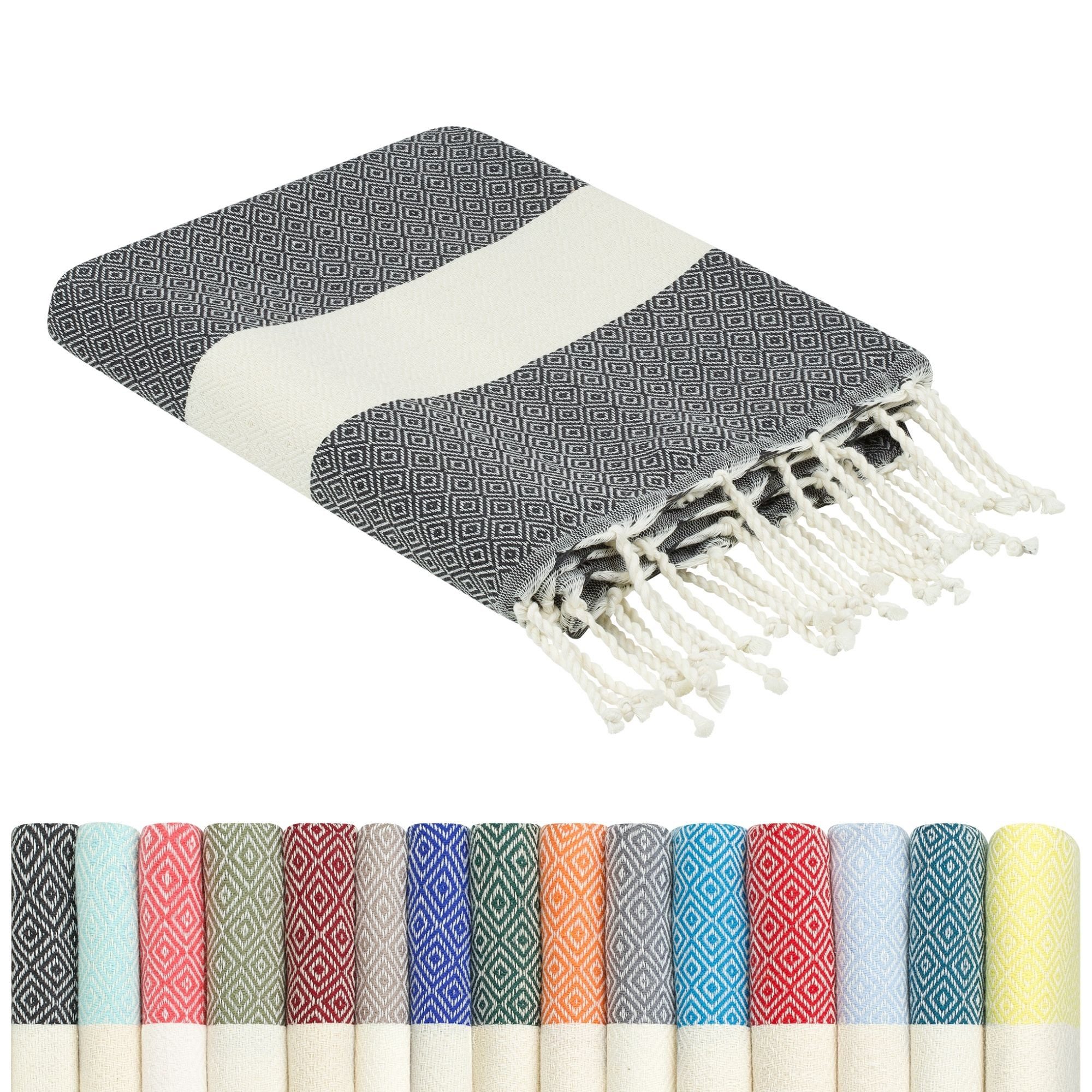 furora HOLIDAY Strandtuch groß 100x200 cm Strand Tuch, aus Baumwolle, Hamamtuch Badetuch, leicht, lang, dünn & kompakt