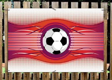 Wallario Sichtschutzzaunmatten Fußball - Rote Wellen Muster Linien Punkte