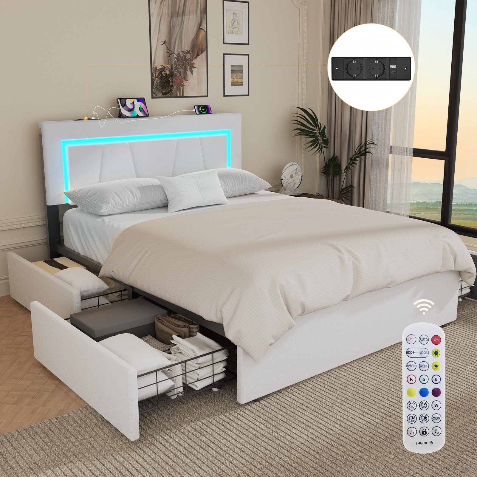 oyajia Polsterbett Doppelbett 140x200 cm mit günstig online kaufen