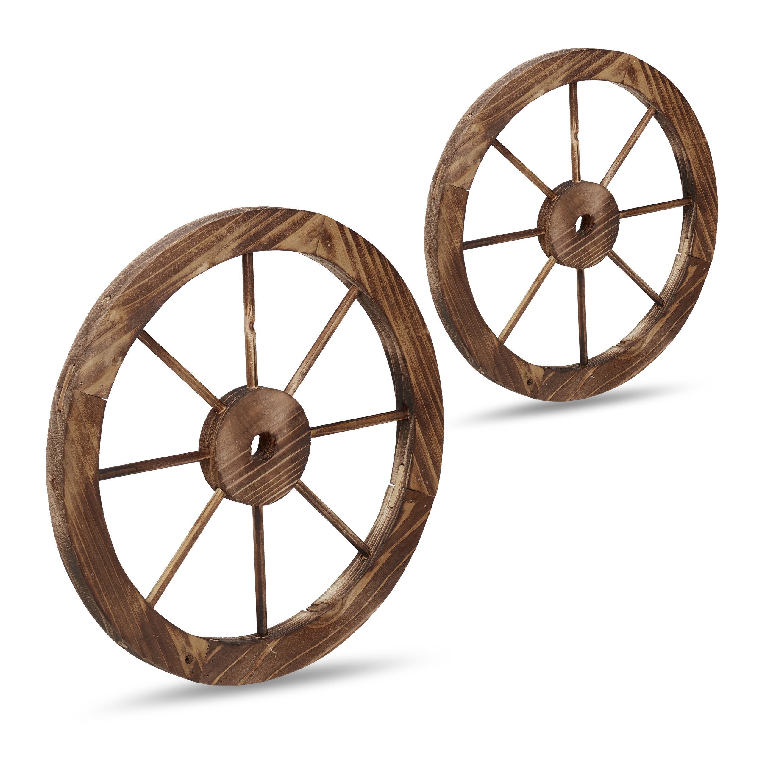 Schubkarren-Rad Wagenrad aus Holz 2er Set