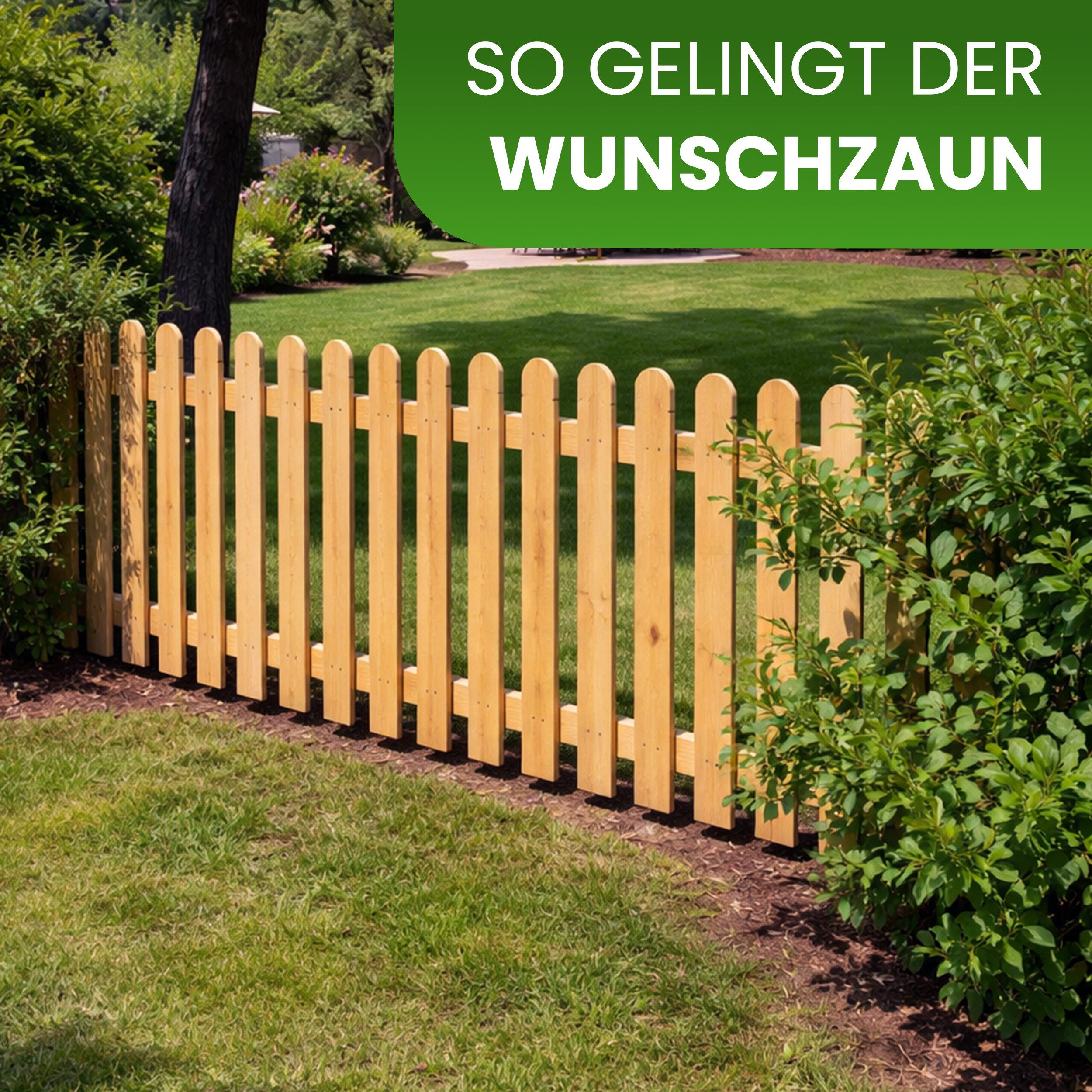 Gartenpirat Gartenzaun aus Zaunlatten und Querriegel in Lärche, Einfache Montage