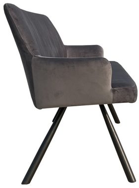 bene living Sofa Modena - 165 cm - Samt - grau, Samtbezug - Metall-Gestell - hohe Rückenlehne - Armlehnen - Esszimmer