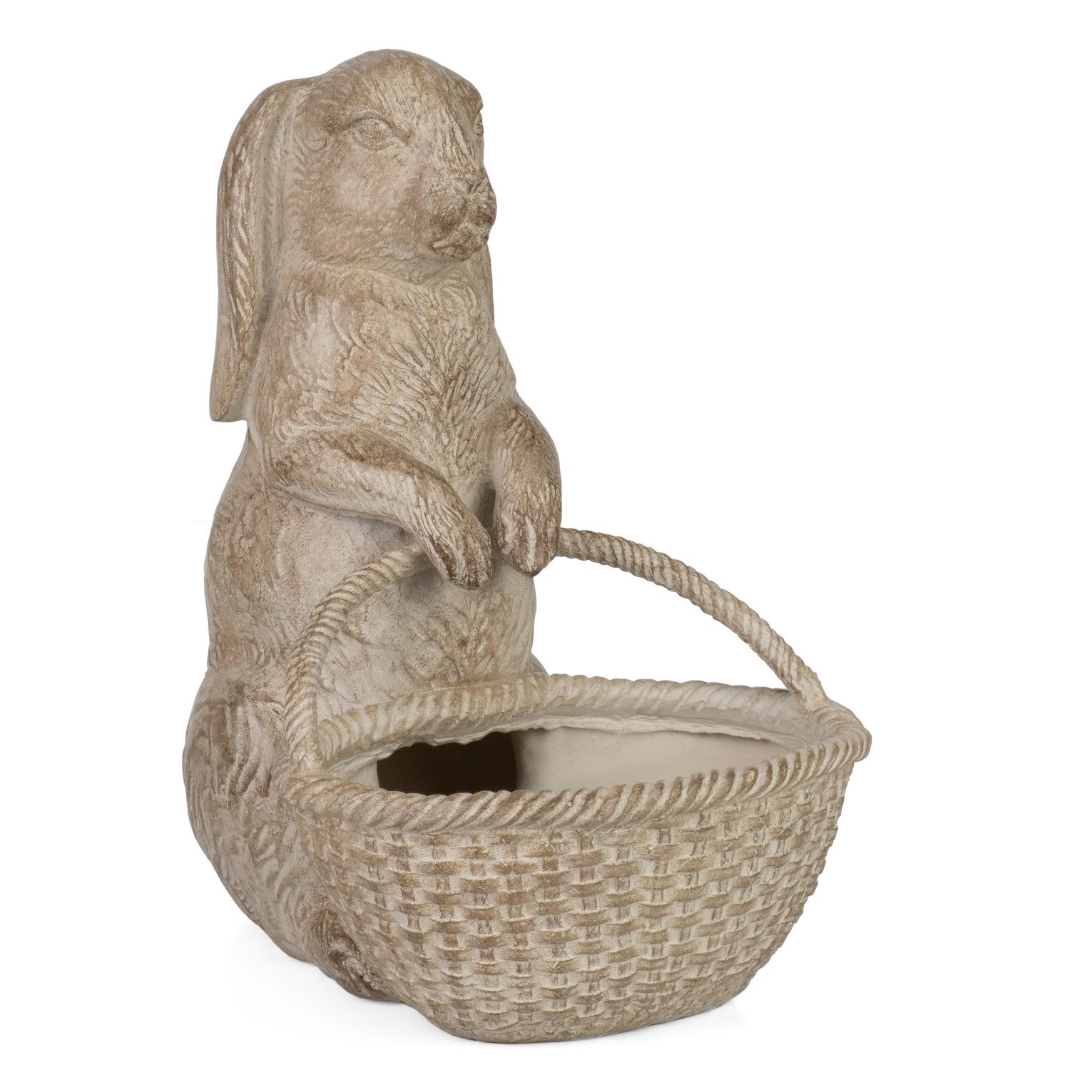 Moritz Dekofigur Dekofigur Hase mit Korb aus Resin 24,5 cm hoch, Polyresin Figuren Deko Geschenk Geometrische TierFigur Modern Skulptur
