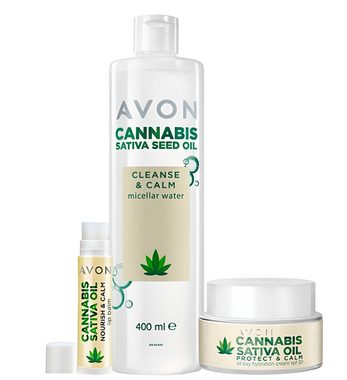 AVON Cosmetics Tagescreme CBD Cannabis Sativa, CBD-Öl Hanföl Körpercreme Cannabis Hanfcreme Geschenkset, 3-tlg., Hanföl natürliche Inhaltsstoffe Pflege, Gesichtswasser Lippenbalsam