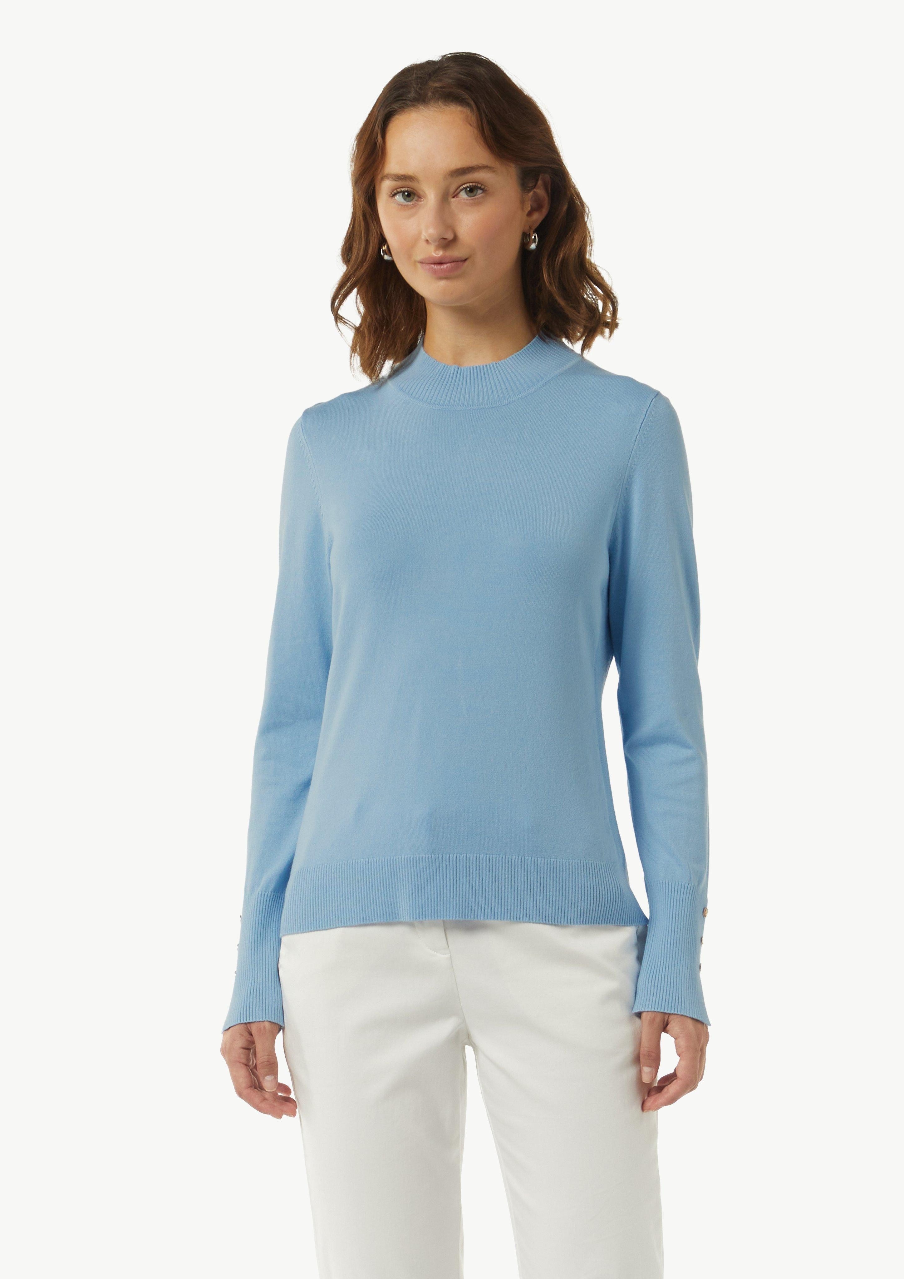 Langarmshirt Feiner Strickpullover mit Zierknöpfen am Ärmel