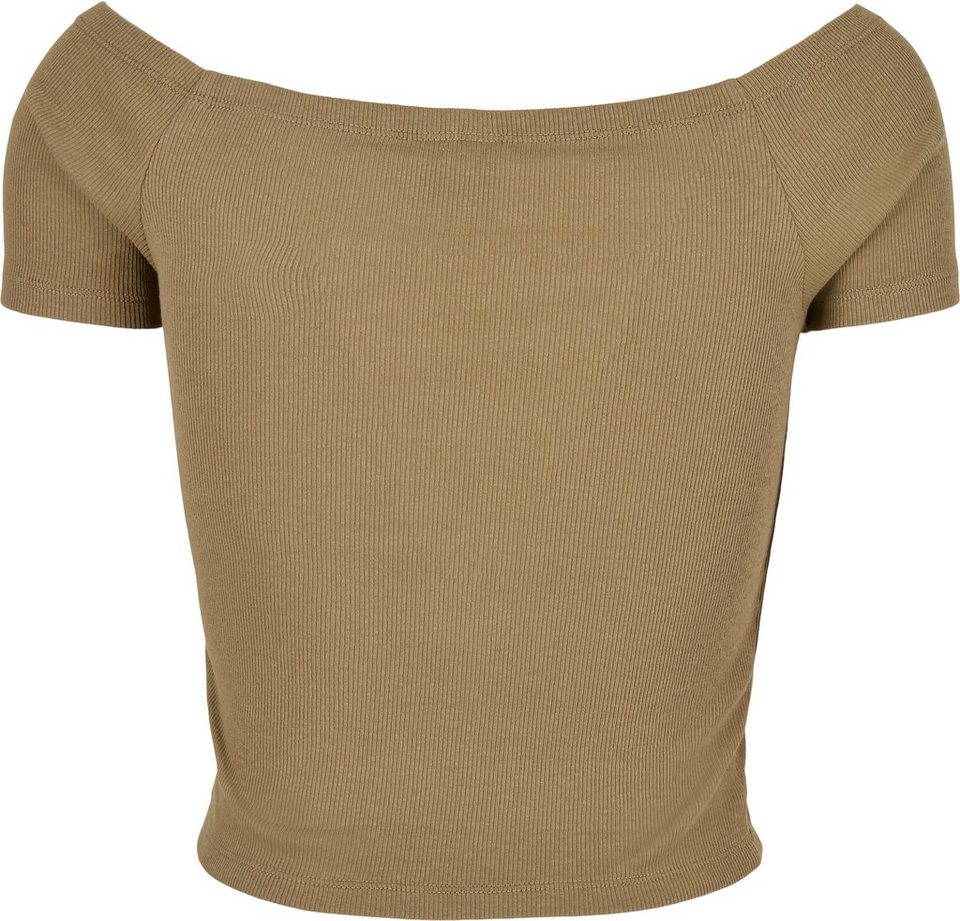 URBAN CLASSICS T-Shirt Damen Ladies Off Shoulder Rib Tee (1-tlg), Mit  nahezu allen Kleidungsstücken kombinierbar