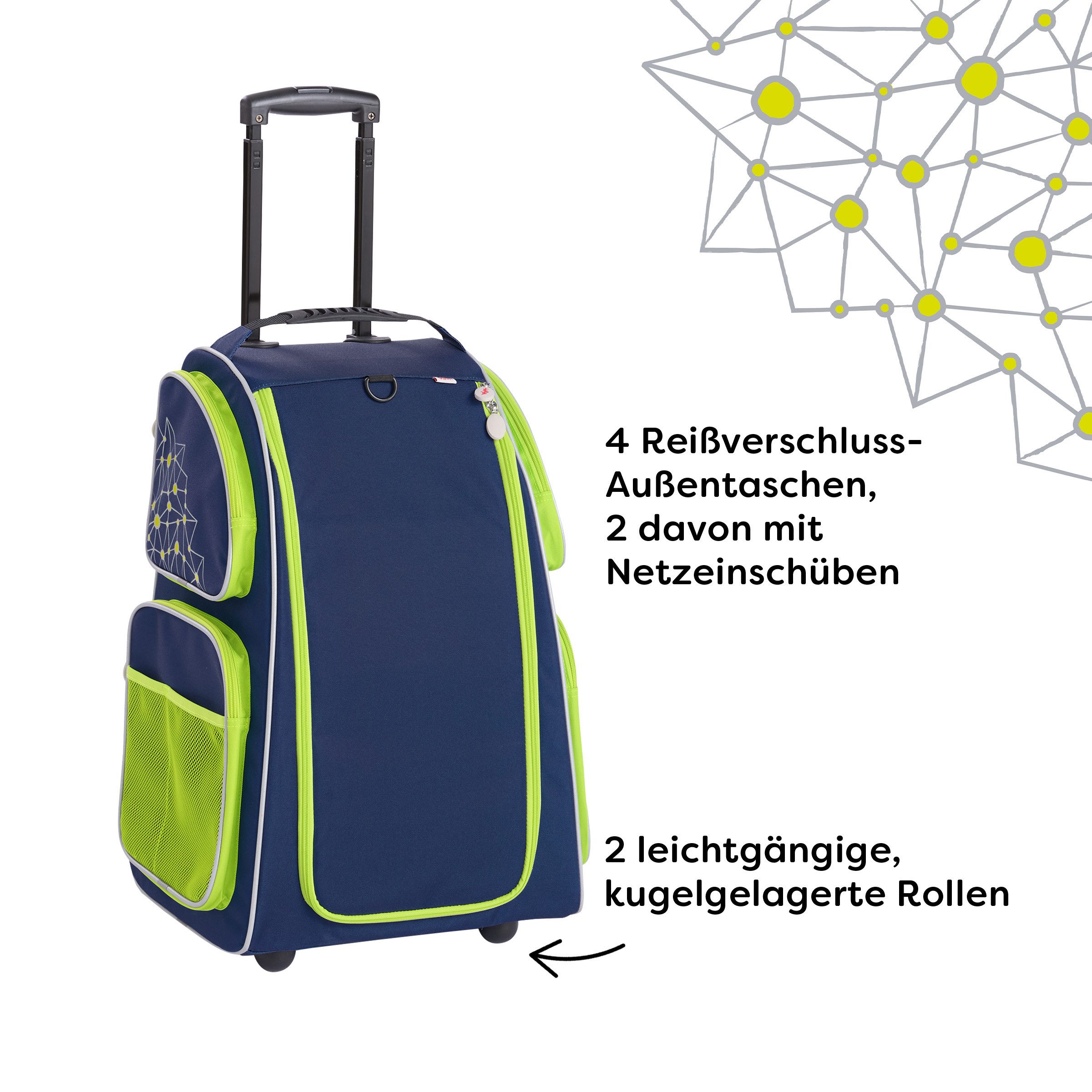 Haba Kinderkoffer Schranktrolley, mit 2 leisen Rollen und herausnehmbaren Böden
