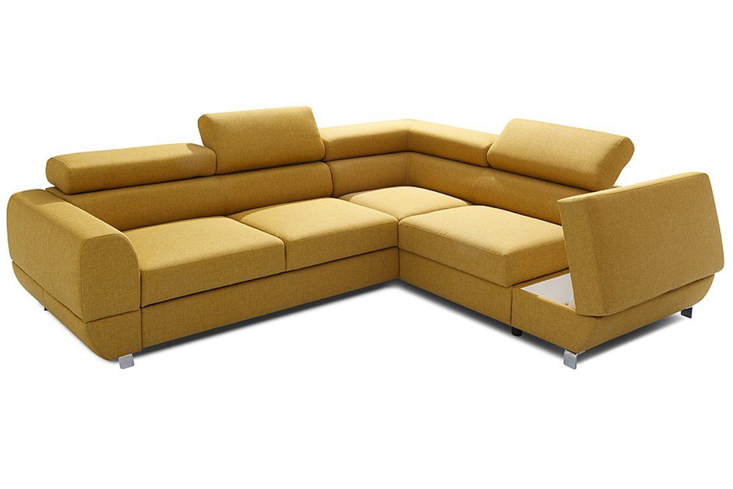 JVmoebel Ecksofa, Stoff Ecksofa Gelb Modern Design Textil Couch Polster L-Form Sofa