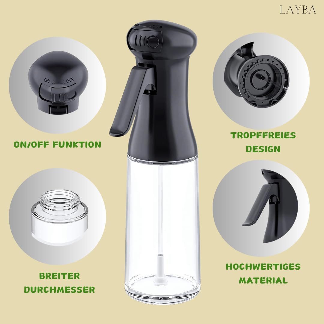 Layba Ölspender LAYBA Ölsprüher 200 ml Schwarz – Bild 5 von 5